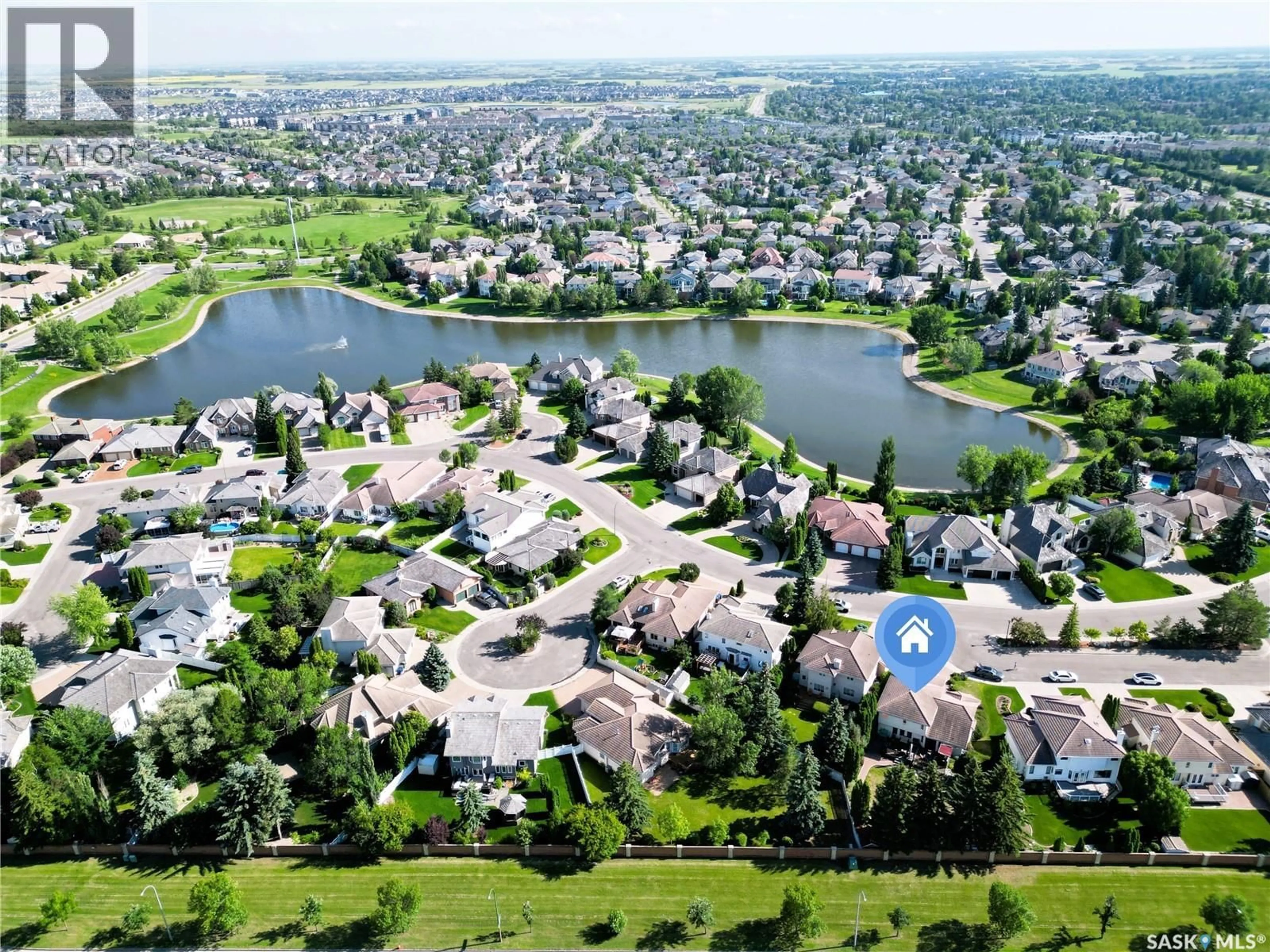 A pic from outside/outdoor area/front of a property/back of a property/a pic from drone, water/lake/river/ocean view for 636 BRAESIDE VIEW, Saskatoon Saskatchewan S7V1A7