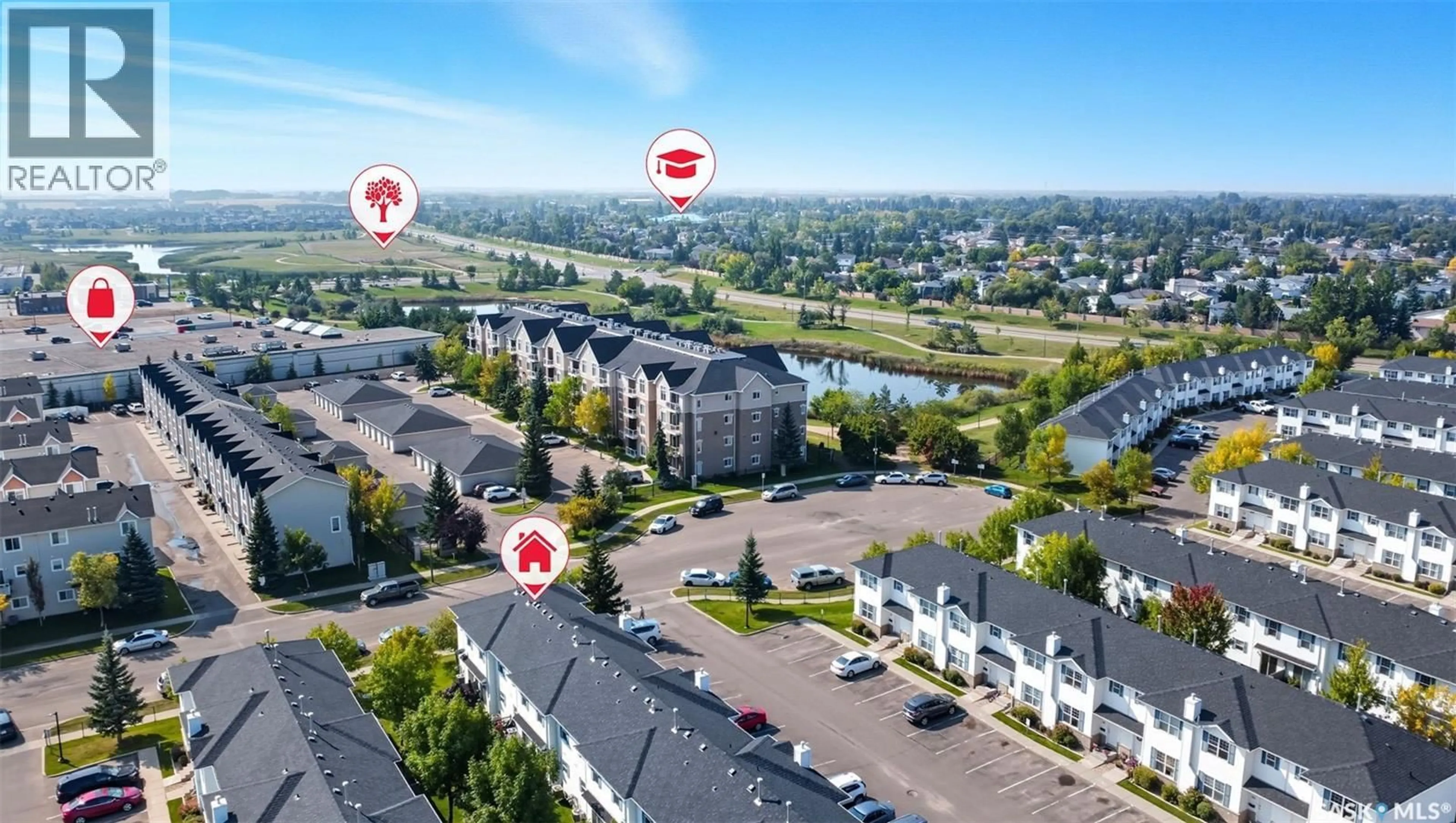 A pic from outside/outdoor area/front of a property/back of a property/a pic from drone, city buildings view from balcony for 34 203 HEROLD TERRACE, Saskatoon Saskatchewan S7V1H3