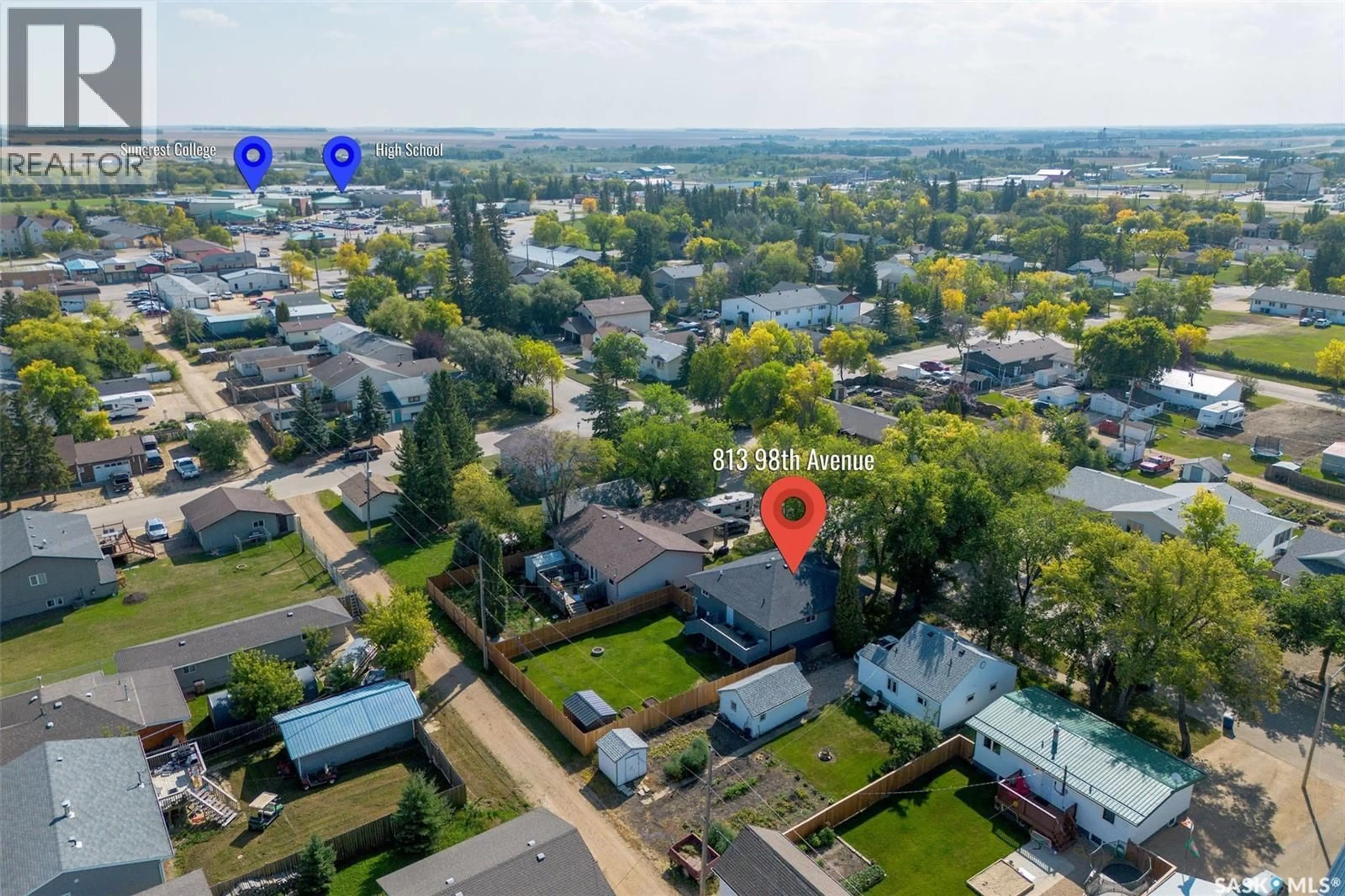 A pic from outside/outdoor area/front of a property/back of a property/a pic from drone, city buildings view from balcony for 813 98TH AVENUE, Tisdale Saskatchewan S0E1T0