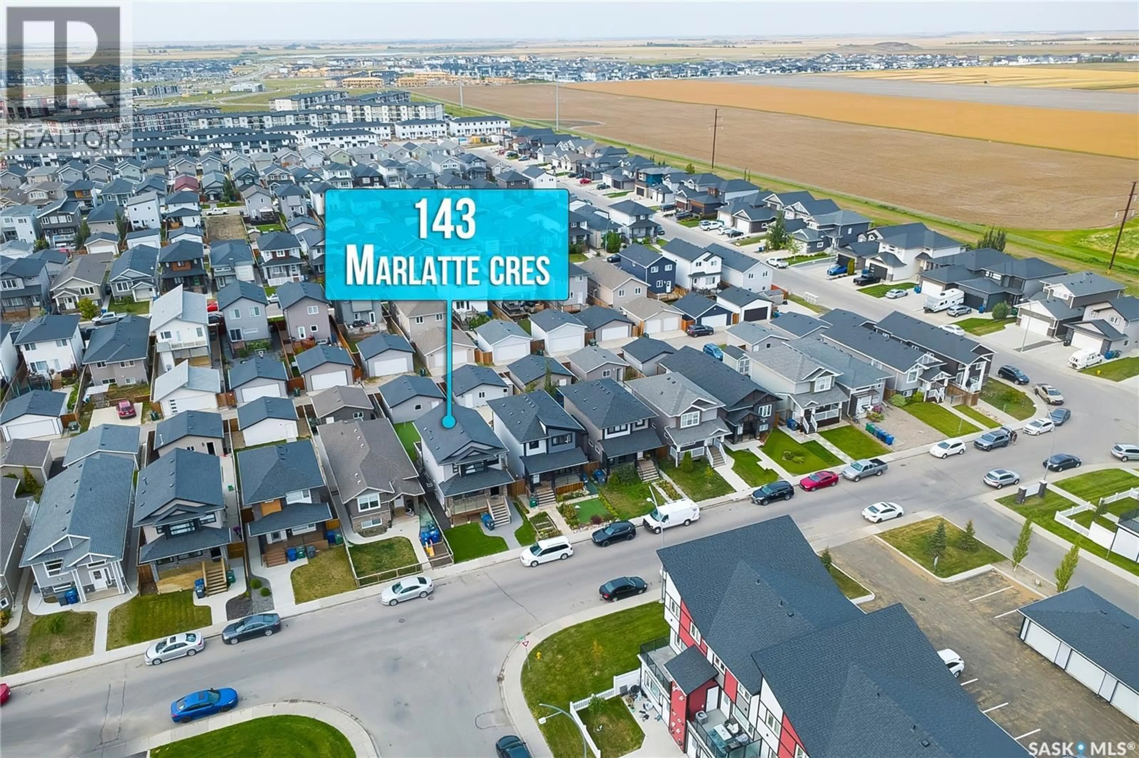 A pic from outside/outdoor area/front of a property/back of a property/a pic from drone, mountain view for 143 MARLATTE CRESCENT, Saskatoon Saskatchewan S7W0B8