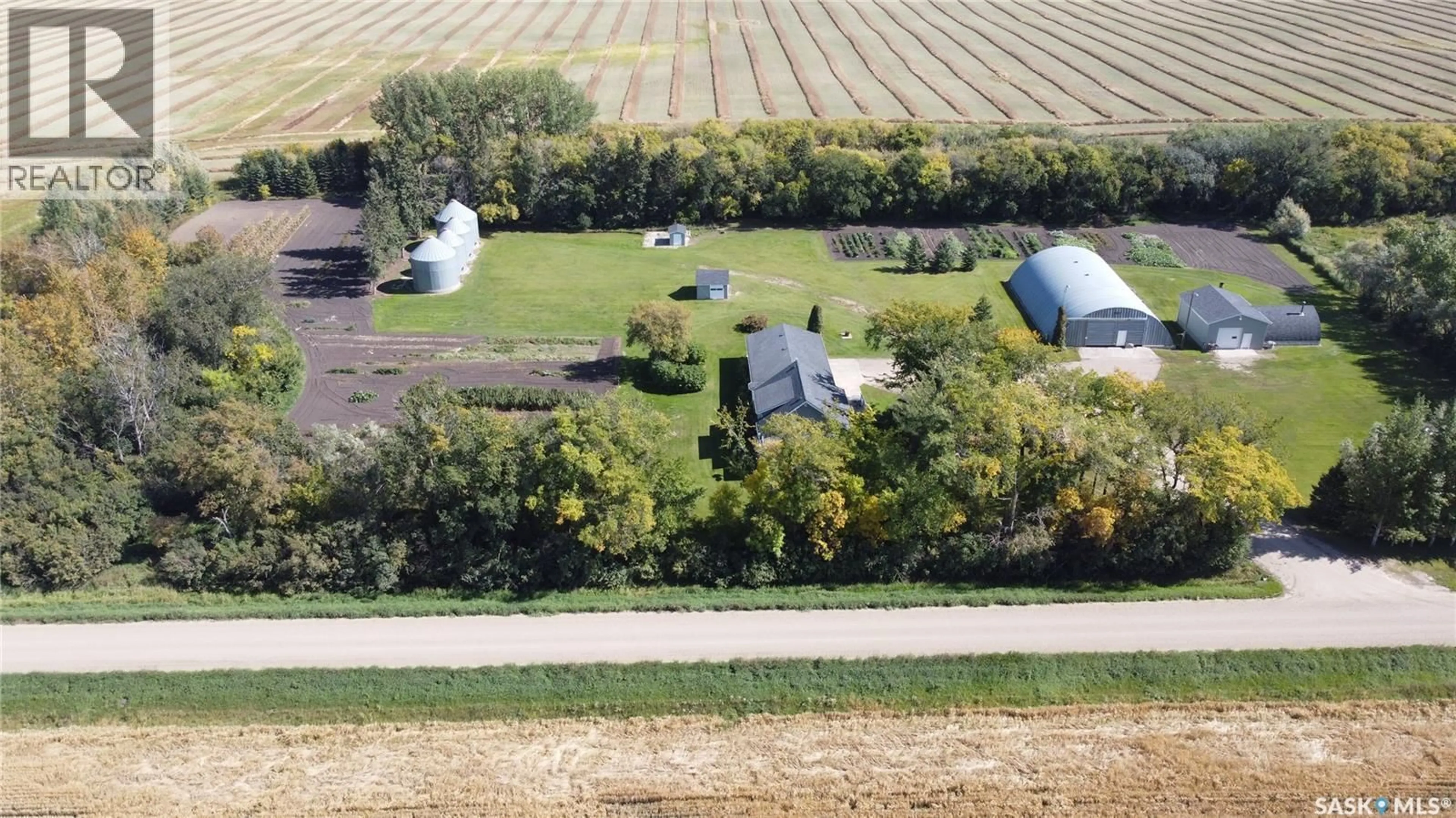 A pic from outside/outdoor area/front of a property/back of a property/a pic from drone, street for LAMBERT ACREAGE, Lakeside Rm No. 338 Saskatchewan S0A3E0