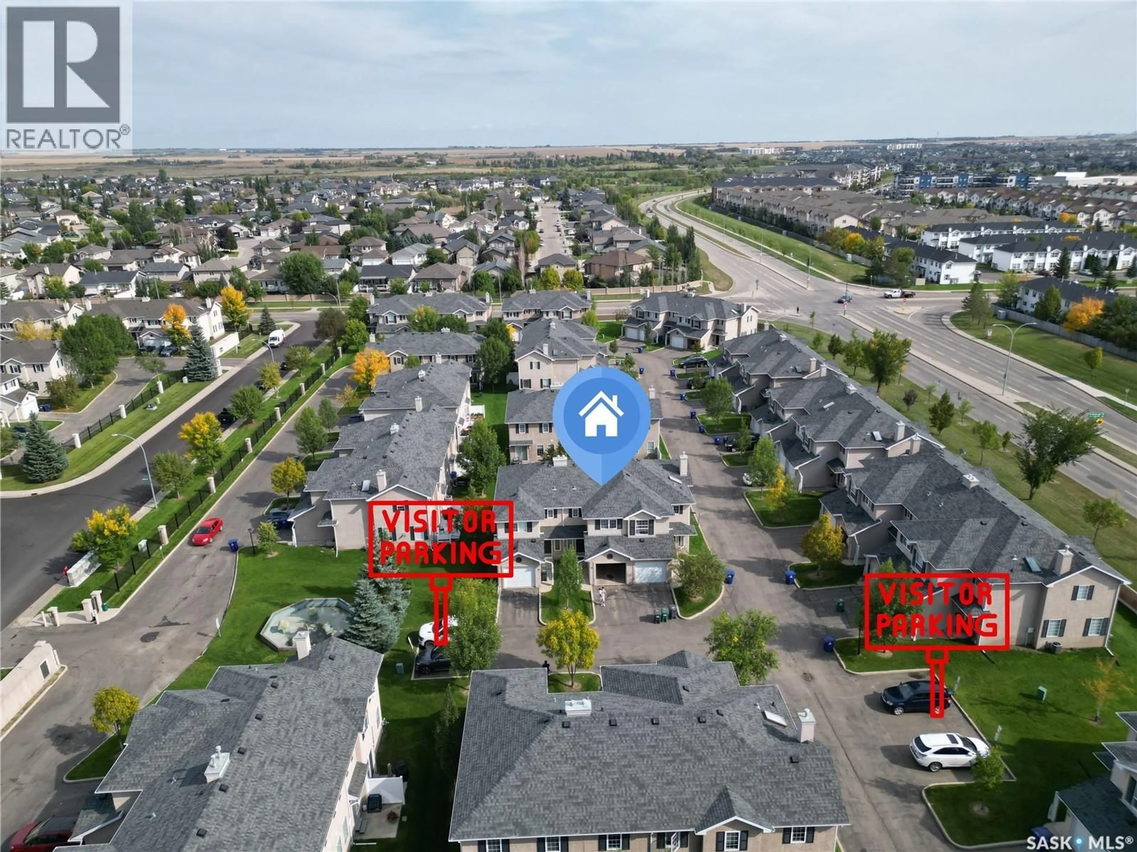 A pic from outside/outdoor area/front of a property/back of a property/a pic from drone, street for 127 - 34 BANYAN CRESCENT, Saskatoon Saskatchewan S7G1G5