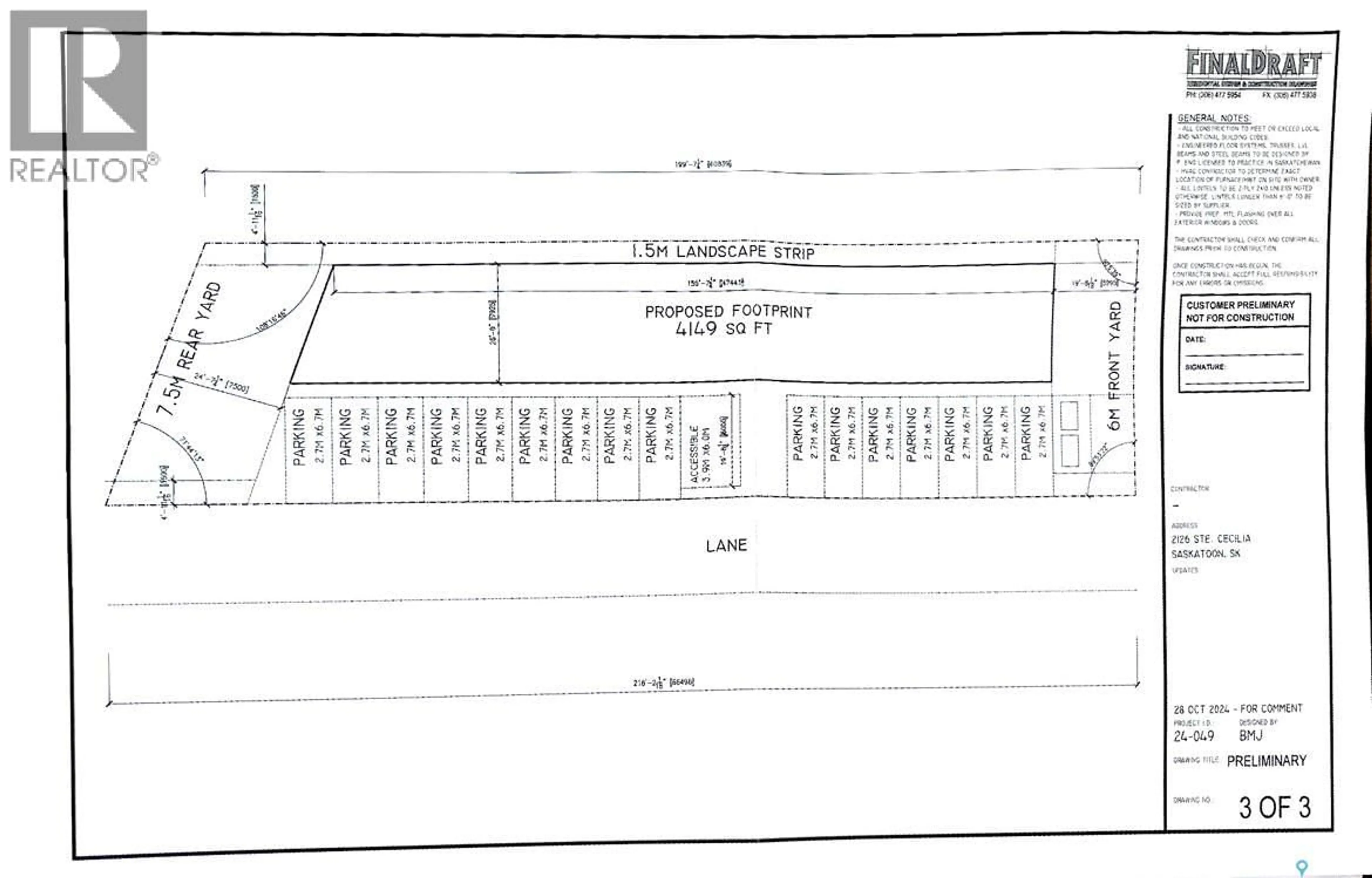 Floor plan for 2126 STE CECILIA AVENUE, Saskatoon Saskatchewan S7M0P2