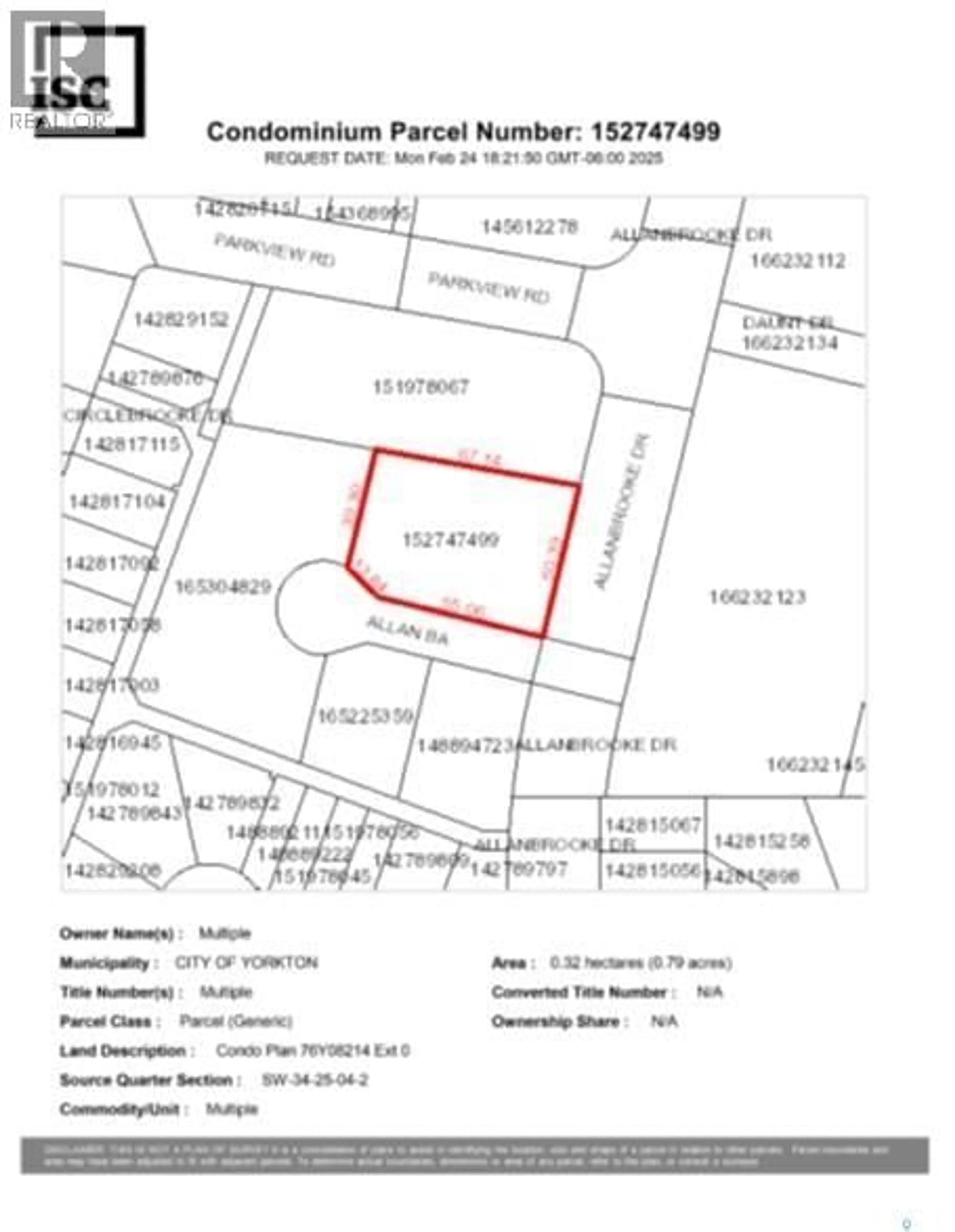 Picture of a map for 7-8-14-15 ALLAN BAY, Yorkton Saskatchewan S3N3H1