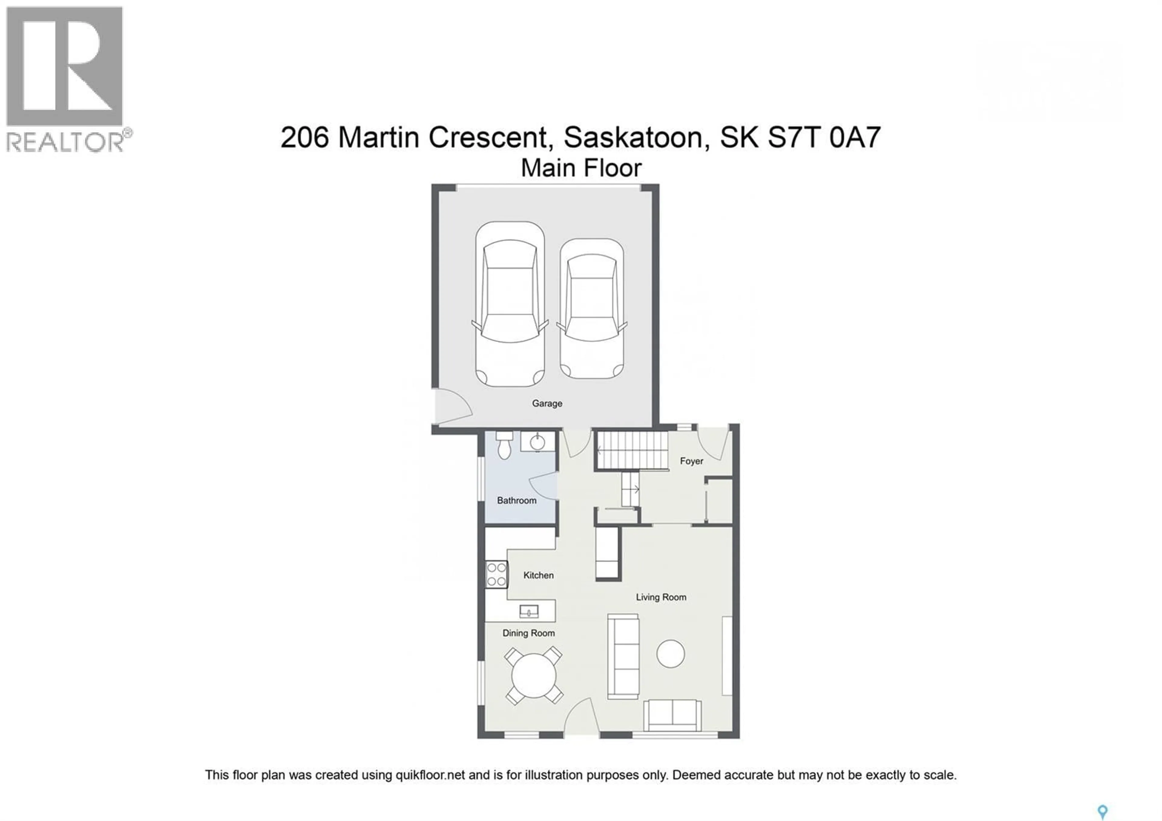 Floor plan for 206 MARTIN CRESCENT, Saskatoon Saskatchewan S7T0A7