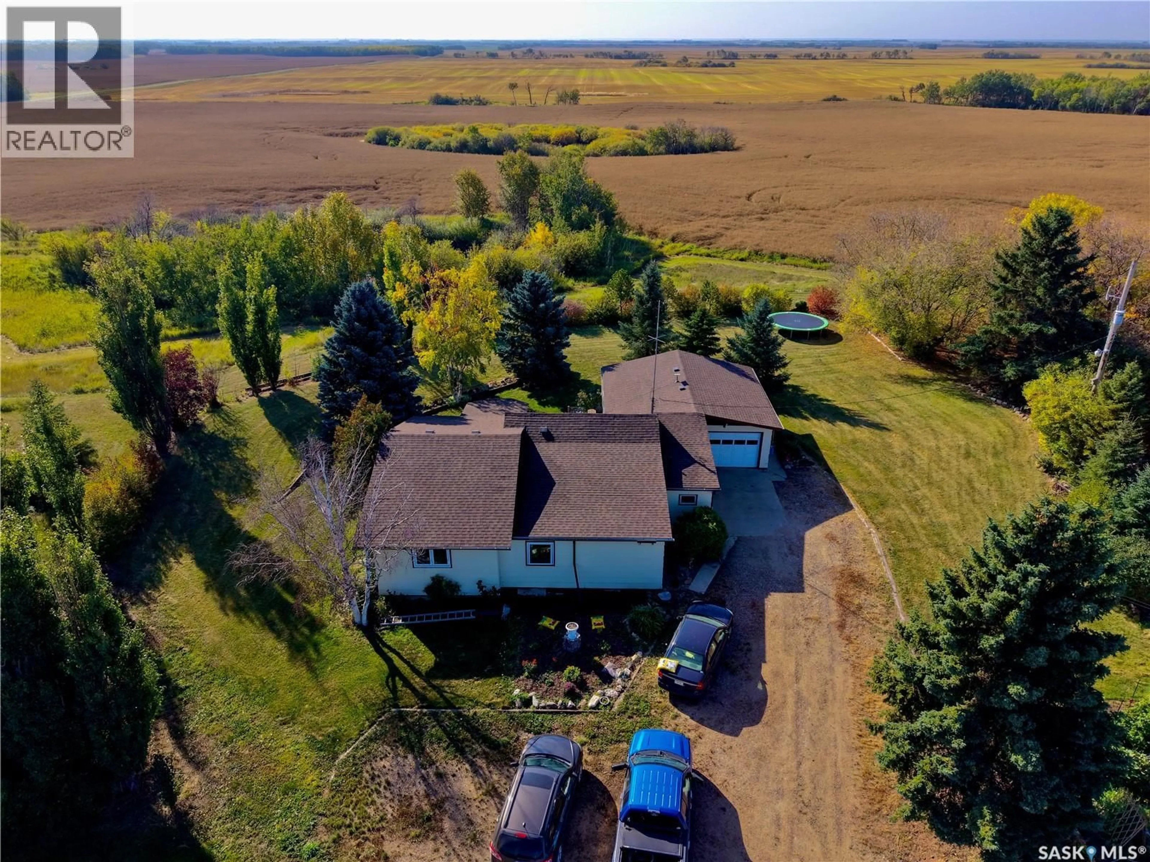 A pic from outside/outdoor area/front of a property/back of a property/a pic from drone, water/lake/river/ocean view for FOREST HALL ACREAGE, North Battleford Rm No. 437 Saskatchewan S9A2Y1