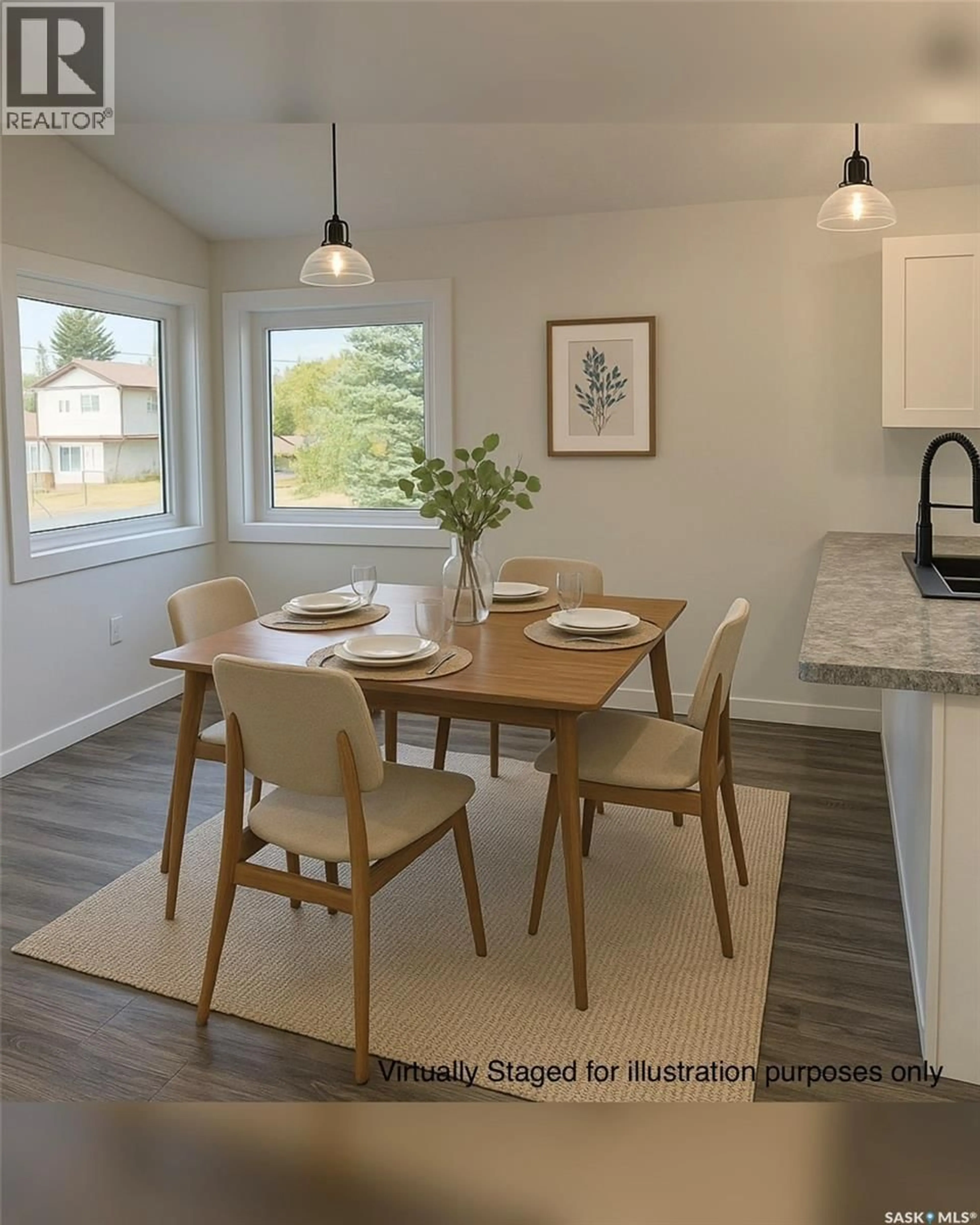 Dining room, wood/laminate floor for 109 ASH STREET, Wolseley Saskatchewan S0G5H0