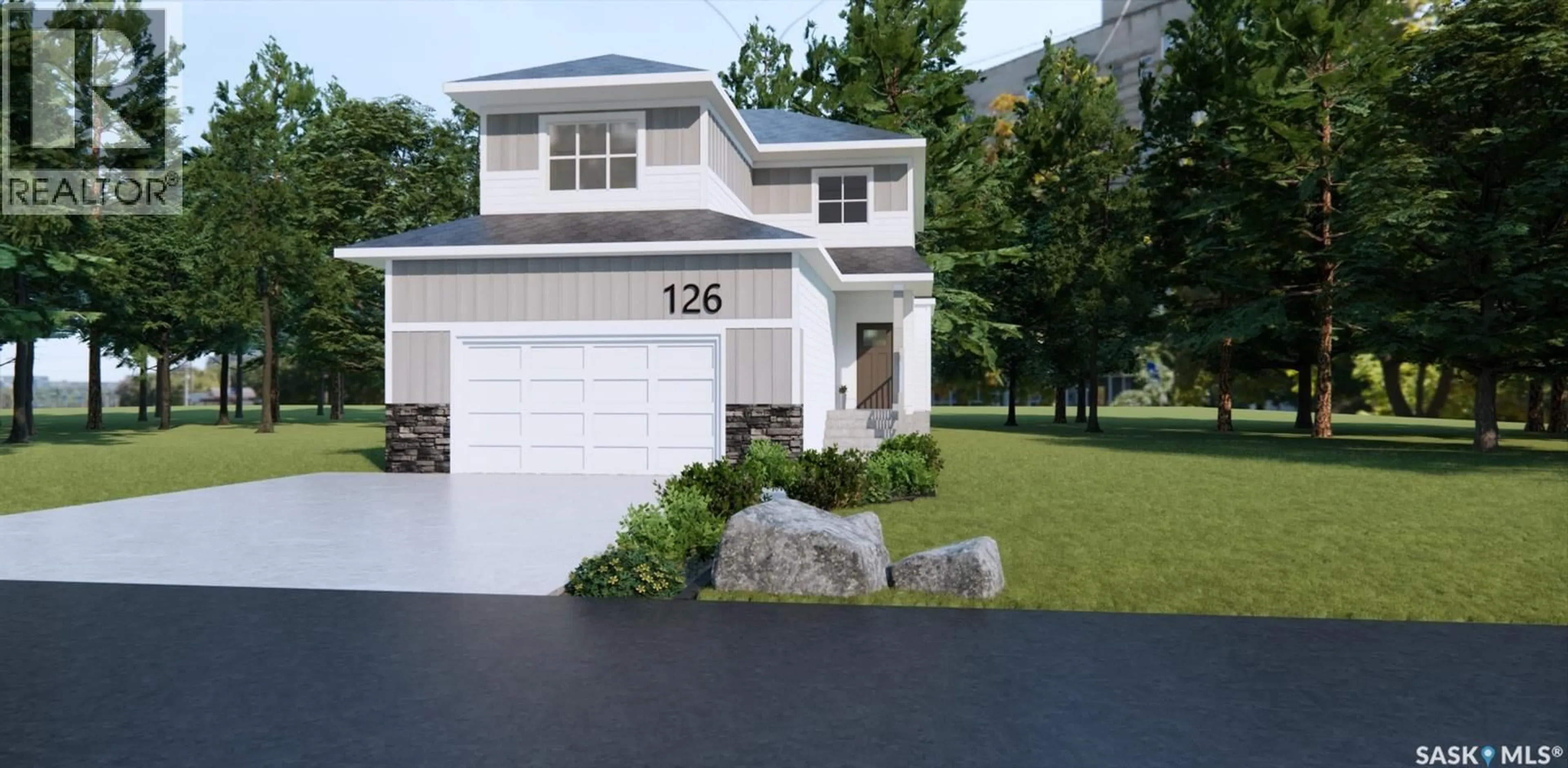 Home with vinyl exterior material, street for 143 TRAEGER COMMON, Saskatoon Saskatchewan S7V1R3