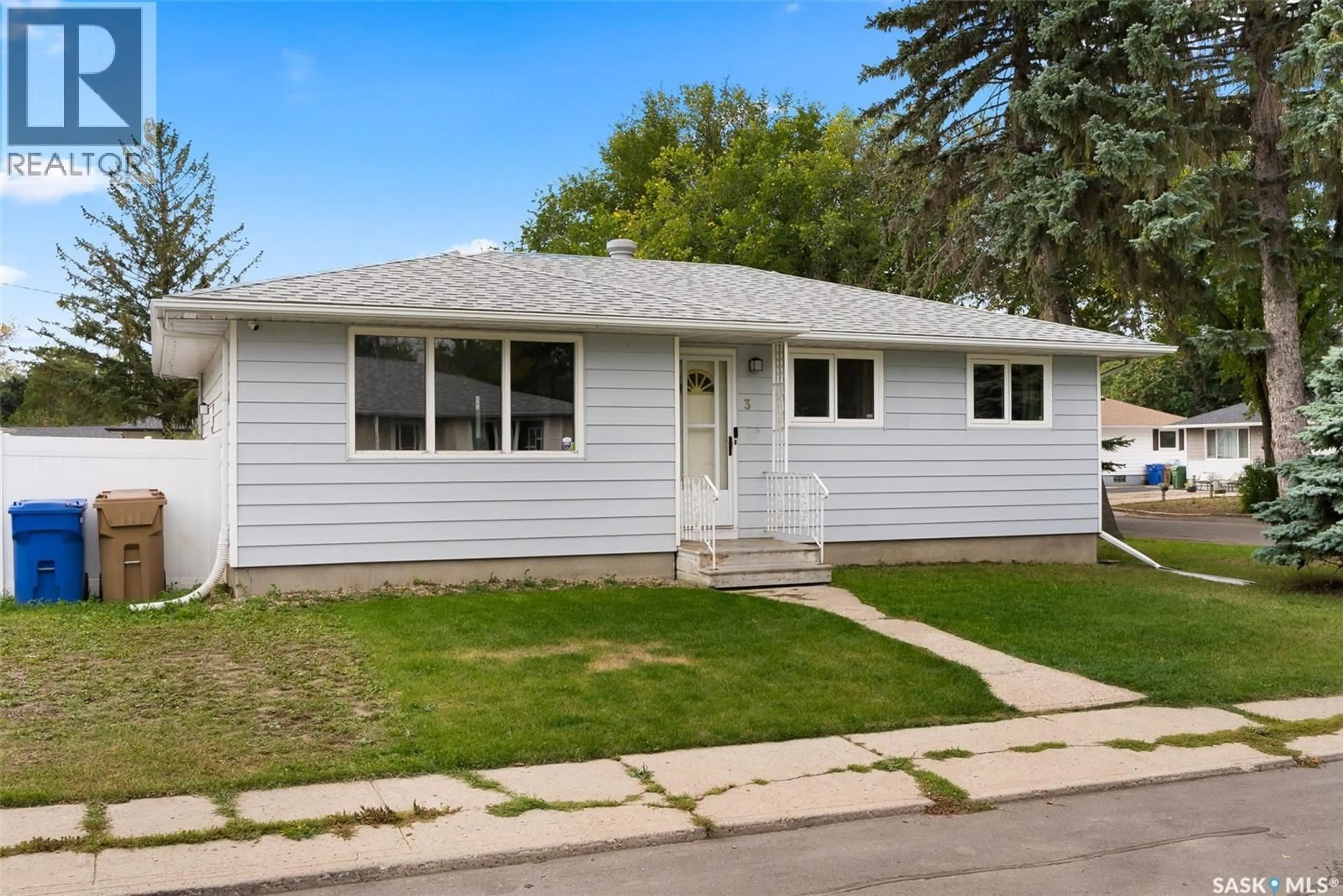 Home with vinyl exterior material, street for 3 MCCUSKER AVENUE, Regina Saskatchewan S4R4L7