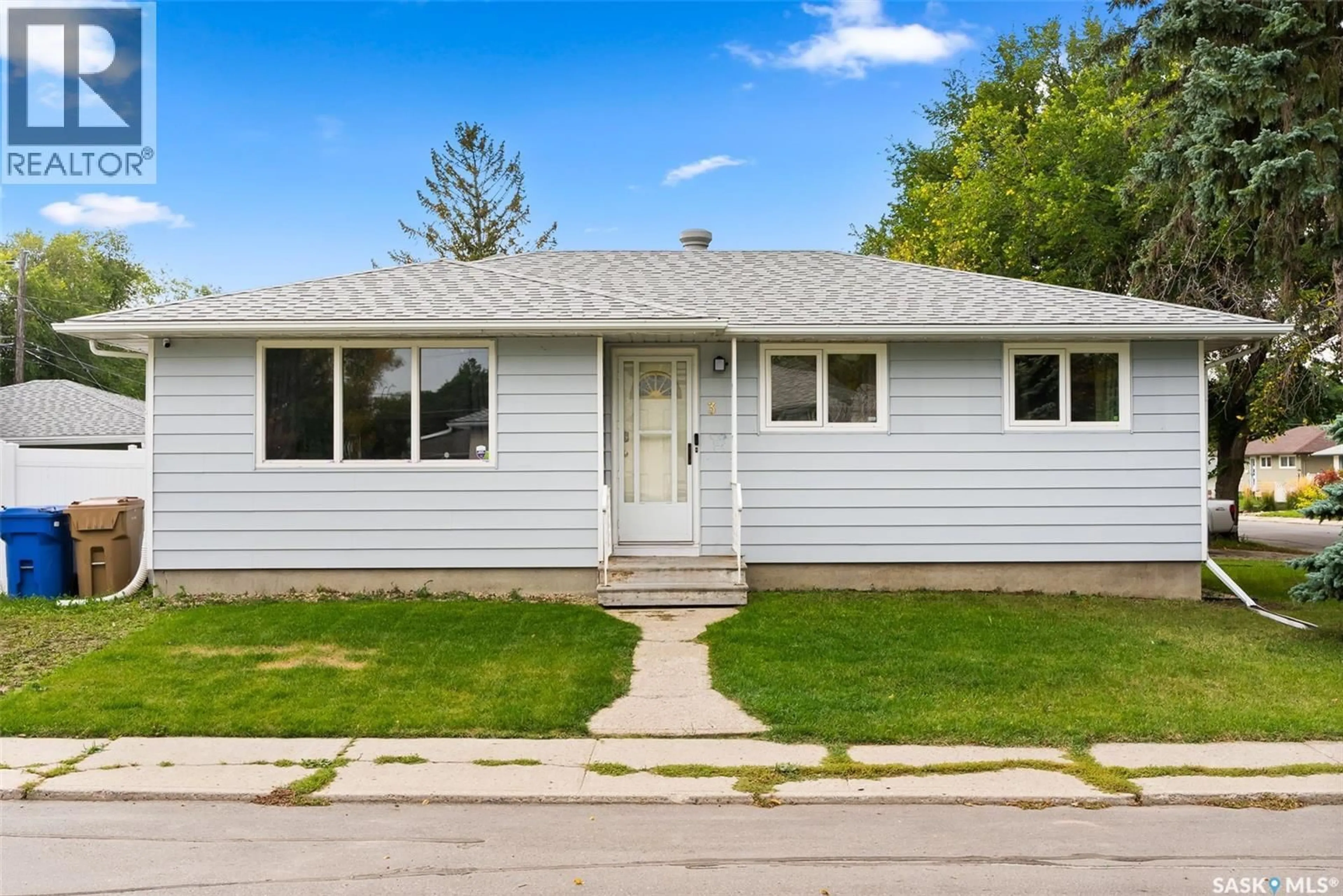 Home with vinyl exterior material, street for 3 MCCUSKER AVENUE, Regina Saskatchewan S4R4L7