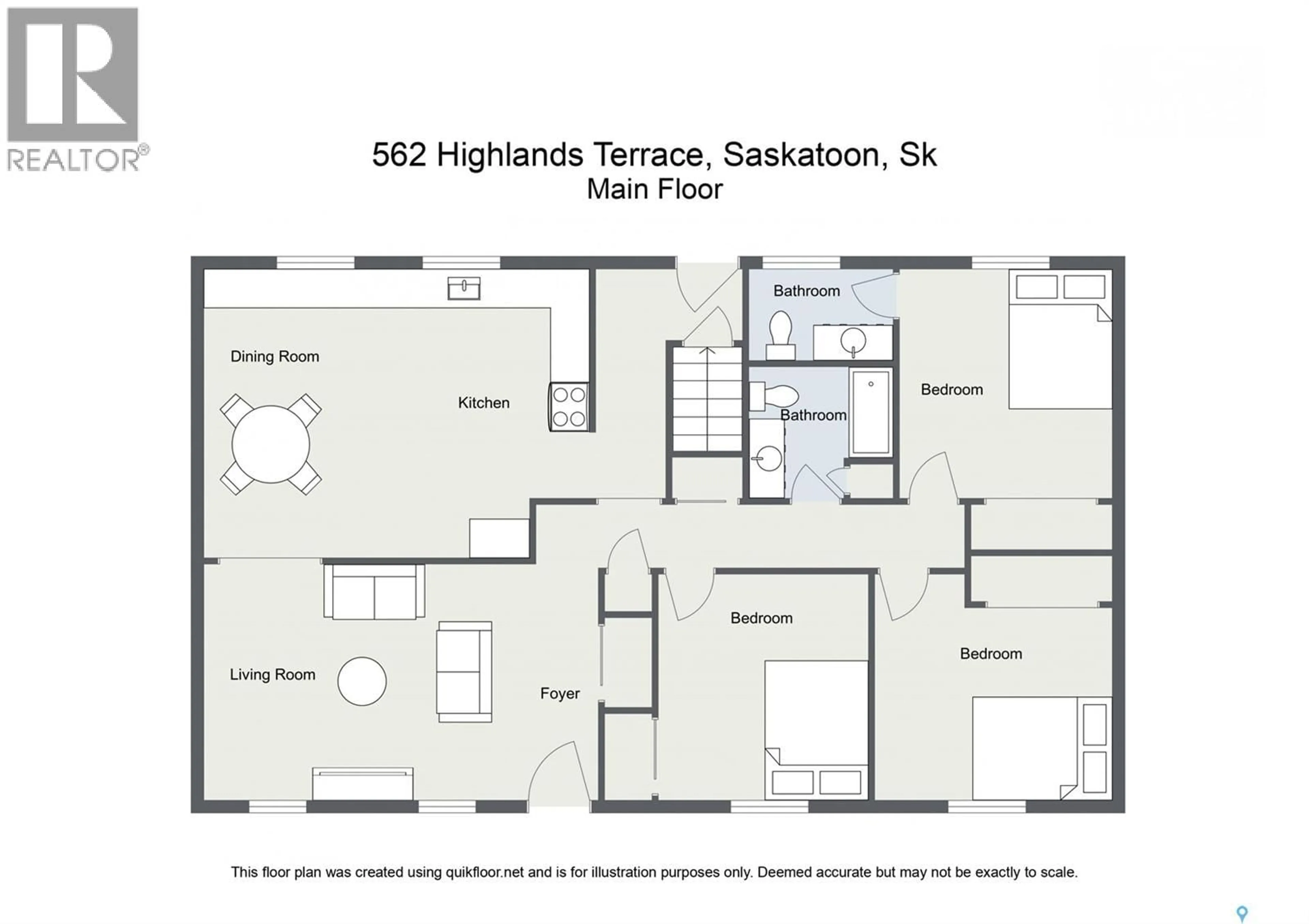 Floor plan for 562 HIGHLANDS TERRACE, Saskatoon Saskatchewan S7H4Y6