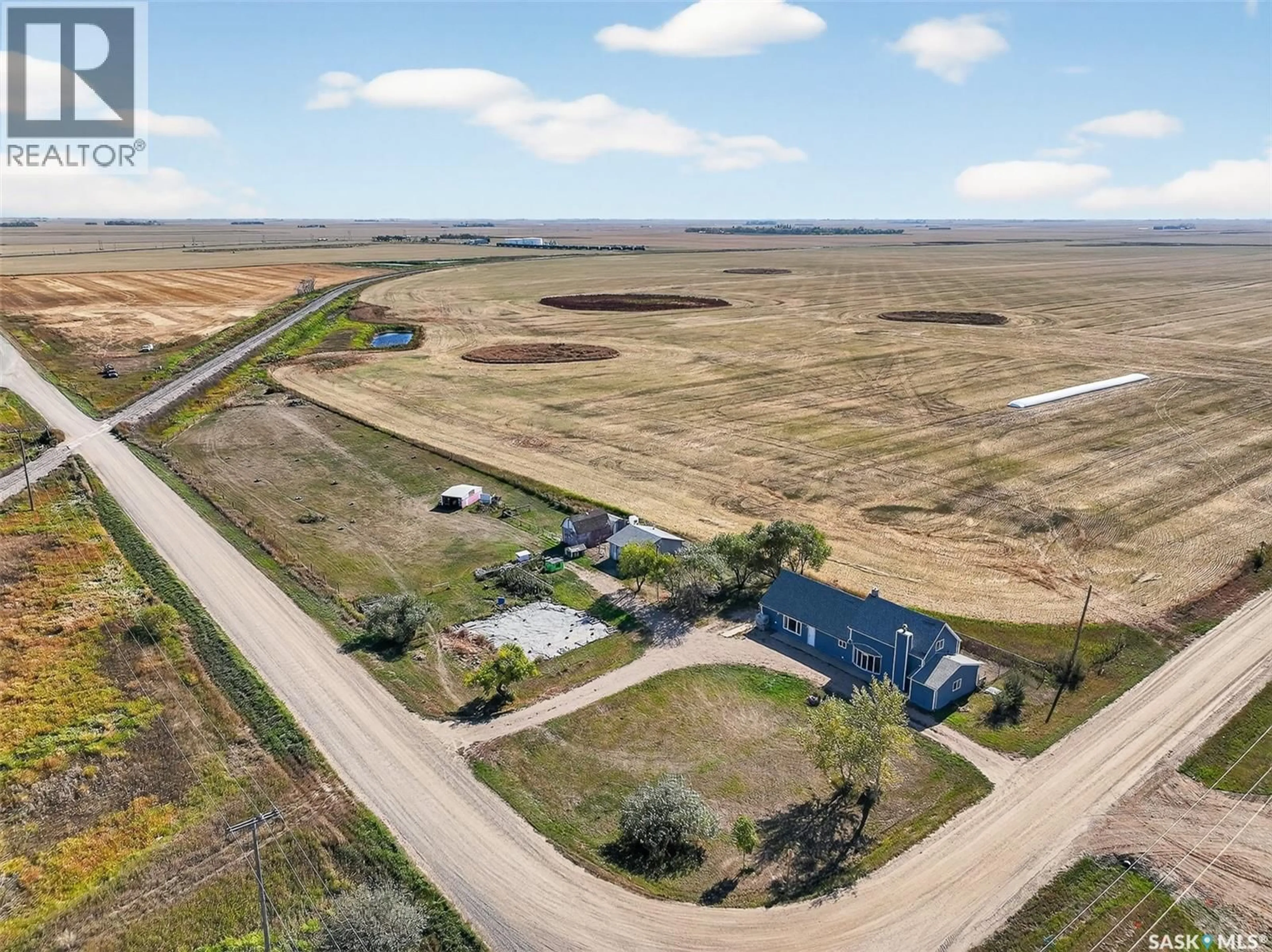A pic from outside/outdoor area/front of a property/back of a property/a pic from drone, street for 161 VANSNICK ACREAGE, Moose Jaw Rm No. 161 Saskatchewan S0H4C0