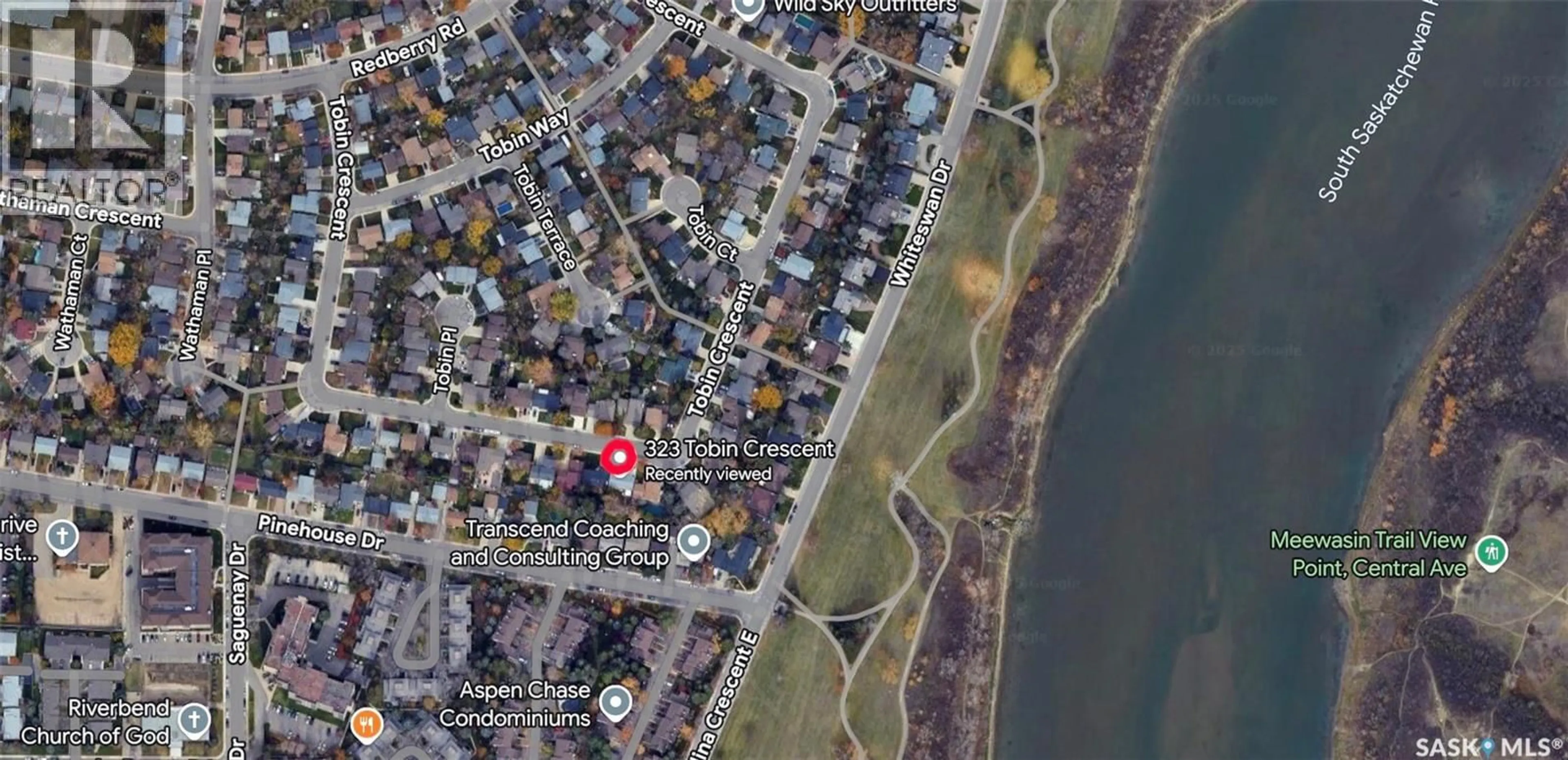 A pic from outside/outdoor area/front of a property/back of a property/a pic from drone, water/lake/river/ocean view for 323 TOBIN CRESCENT, Saskatoon Saskatchewan S7K4N4