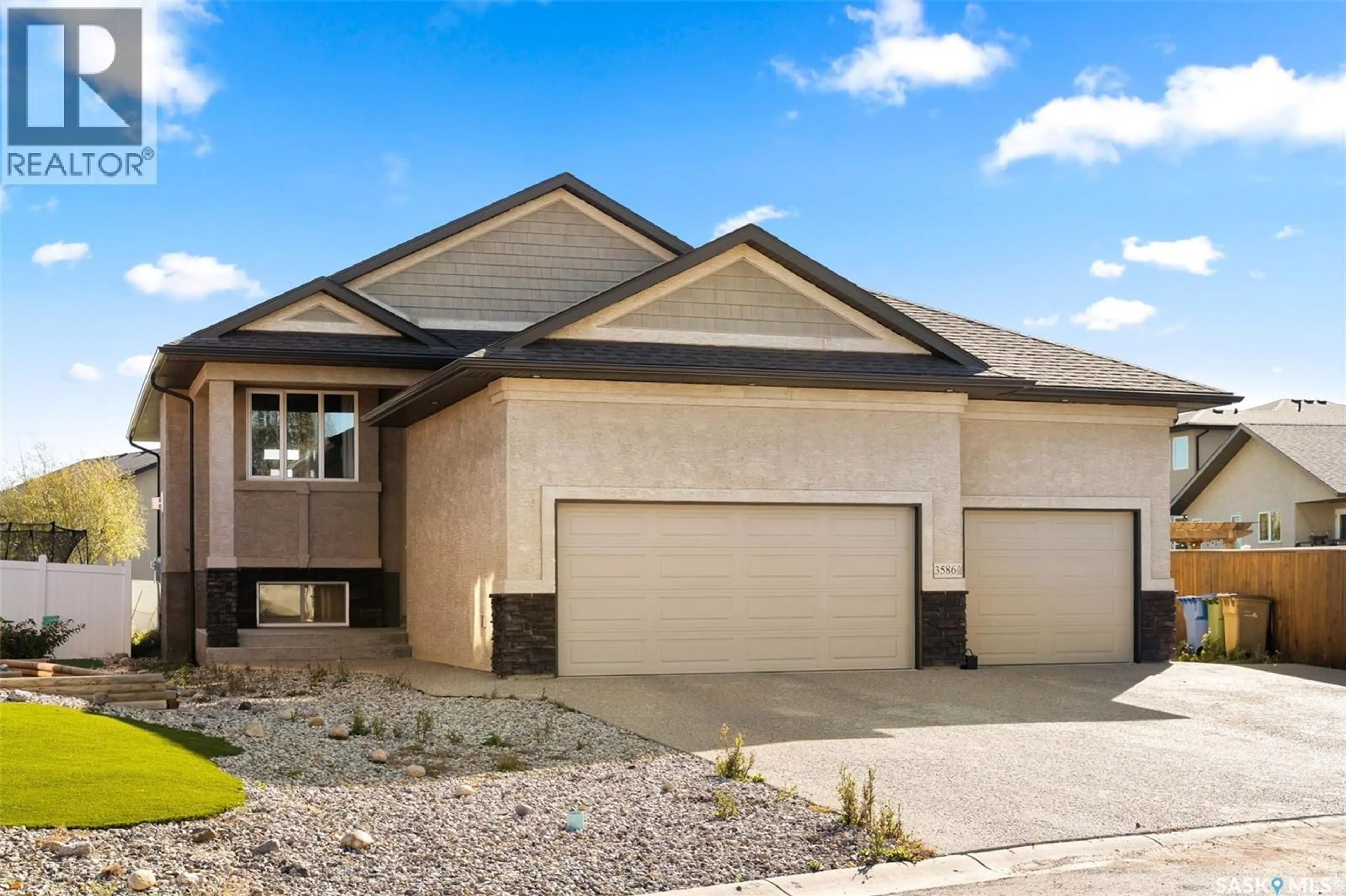 Home with brick exterior material, street for 3586 GREEN SPRUCE PLACE, Regina Saskatchewan S4V1R5