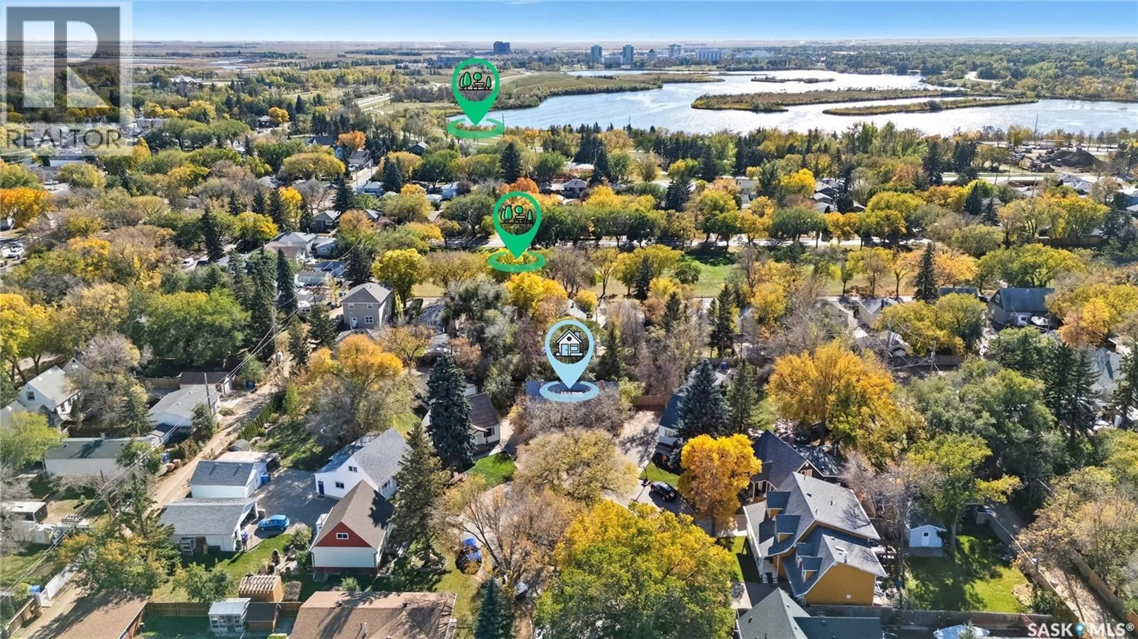 A pic from outside/outdoor area/front of a property/back of a property/a pic from drone, water/lake/river/ocean view for A&B - 2614 ELLIOTT DRIVE, Regina Saskatchewan S4N3H7