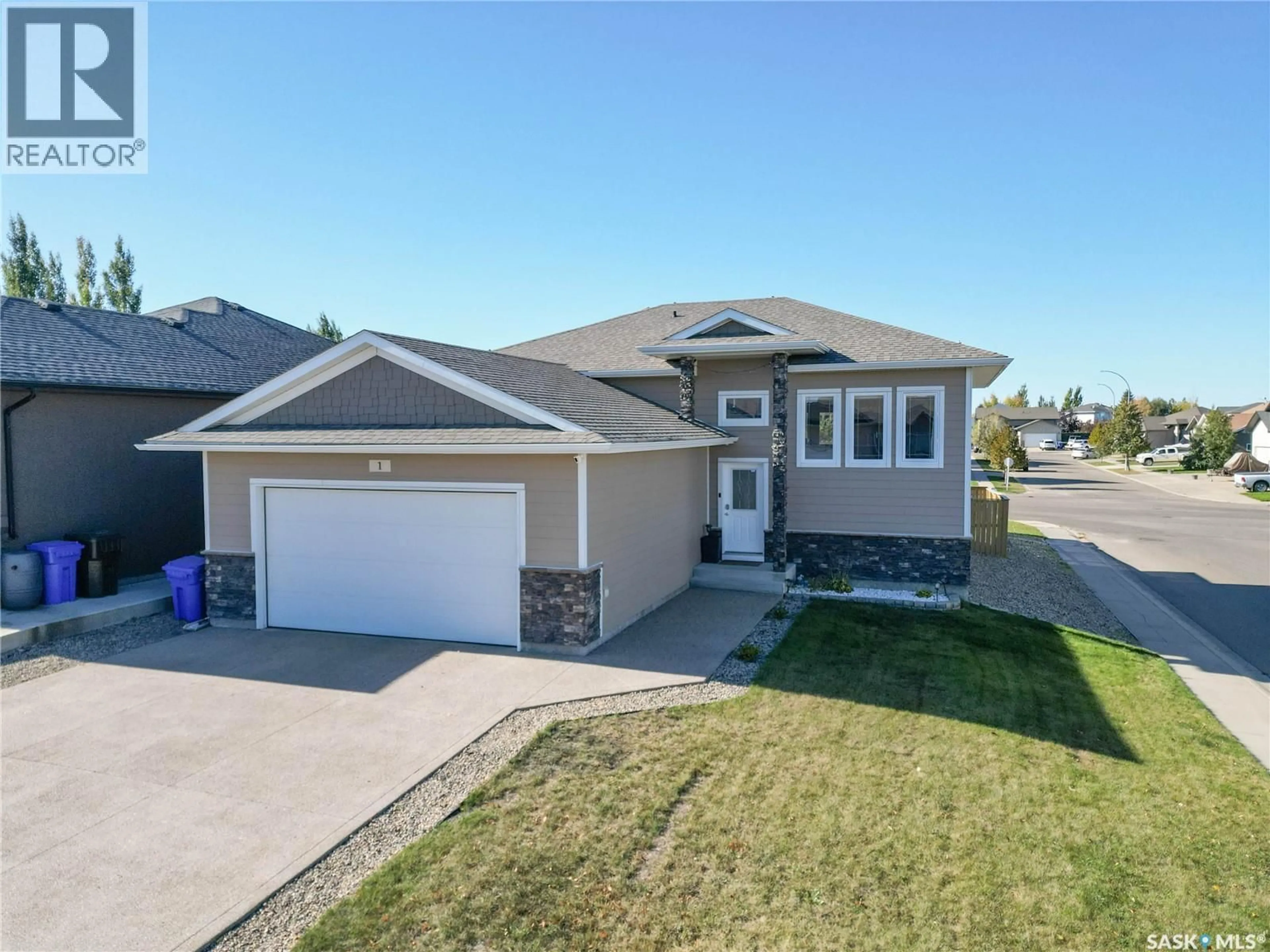 Home with vinyl exterior material, street for 1 BORROWMAN PLACE, Prince Albert Saskatchewan S6X0B1