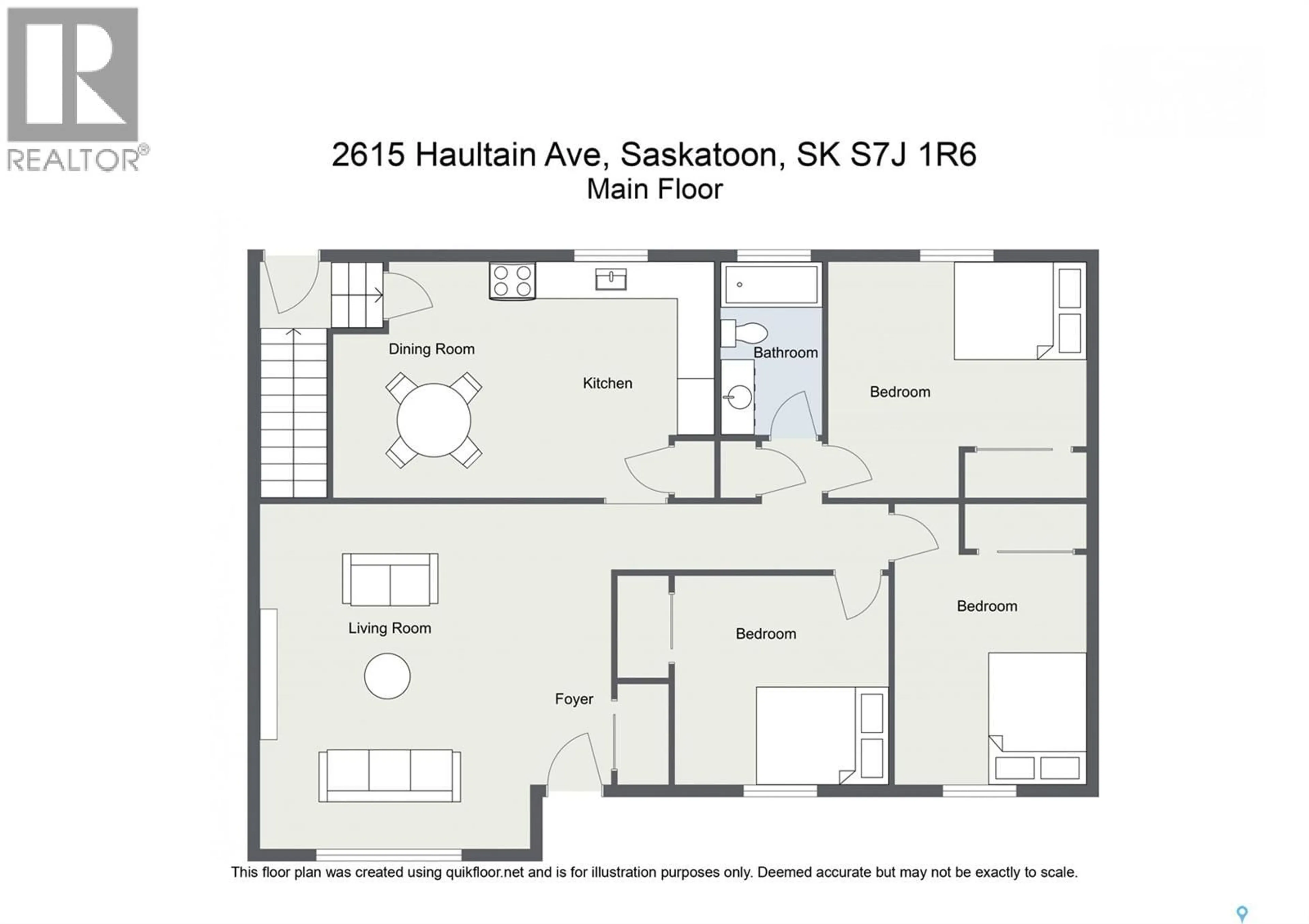 Floor plan for 2615 HAULTAIN AVENUE, Saskatoon Saskatchewan S7J1R5