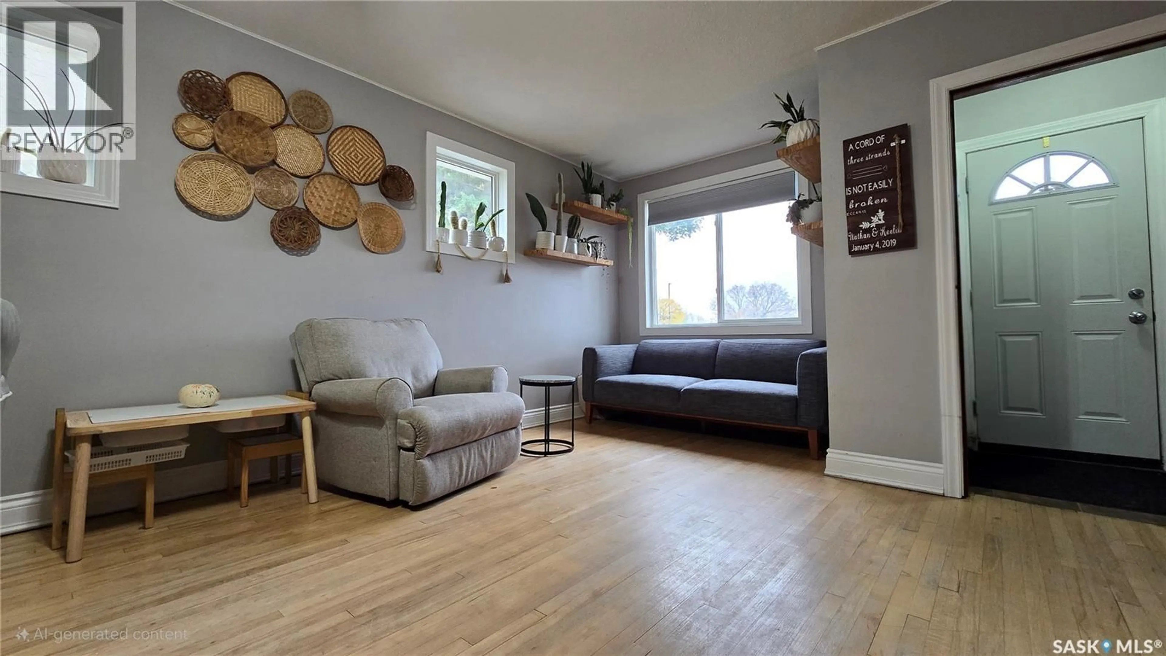 Living room with furniture, wood/laminate floor for 5038 DEWDNEY AVENUE, Regina Saskatchewan S4T1B9