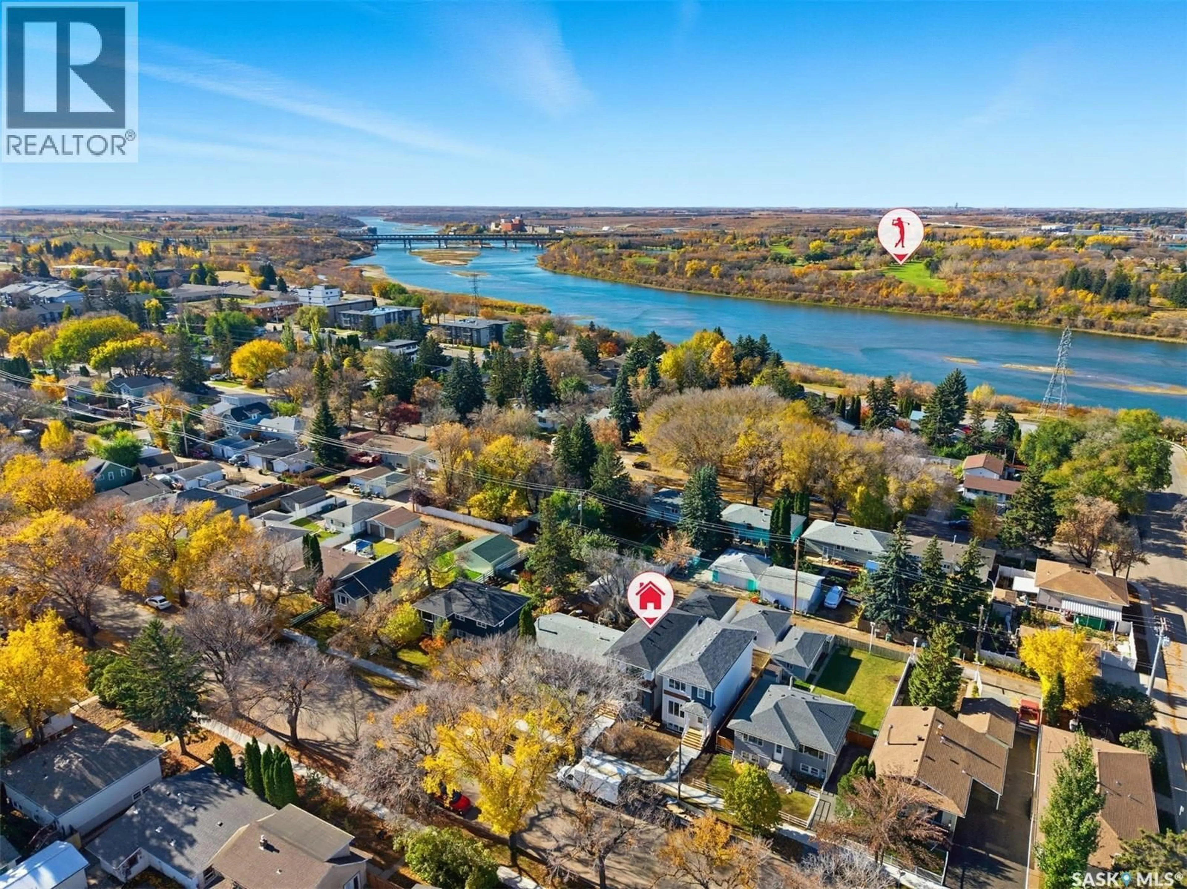 A pic from outside/outdoor area/front of a property/back of a property/a pic from drone, water/lake/river/ocean view for 1914 HERMAN AVENUE, Saskatoon Saskatchewan S7M0M8