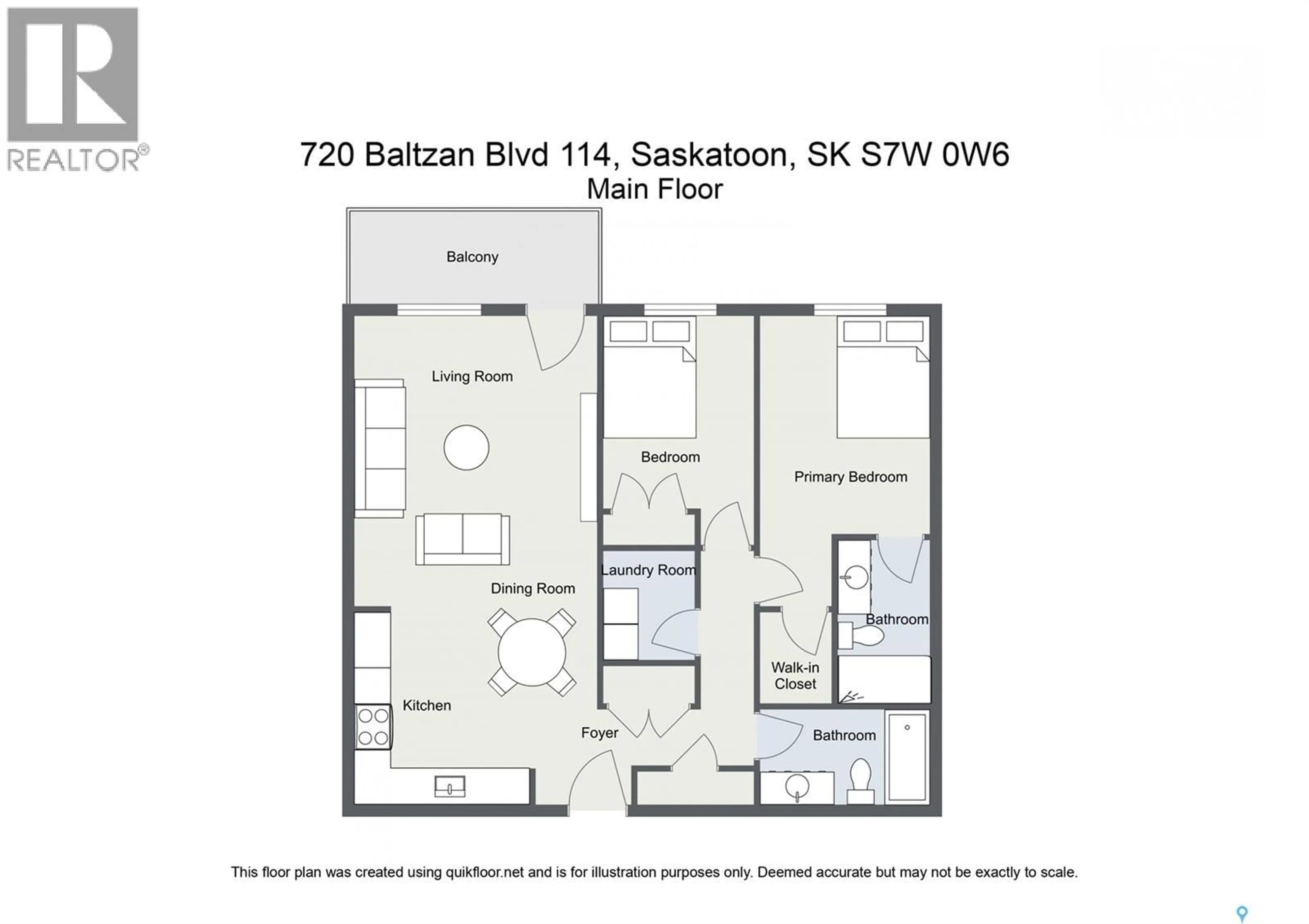 Floor plan for 720 - 114 BALTZAN BOULEVARD, Saskatoon Saskatchewan S7W0W6