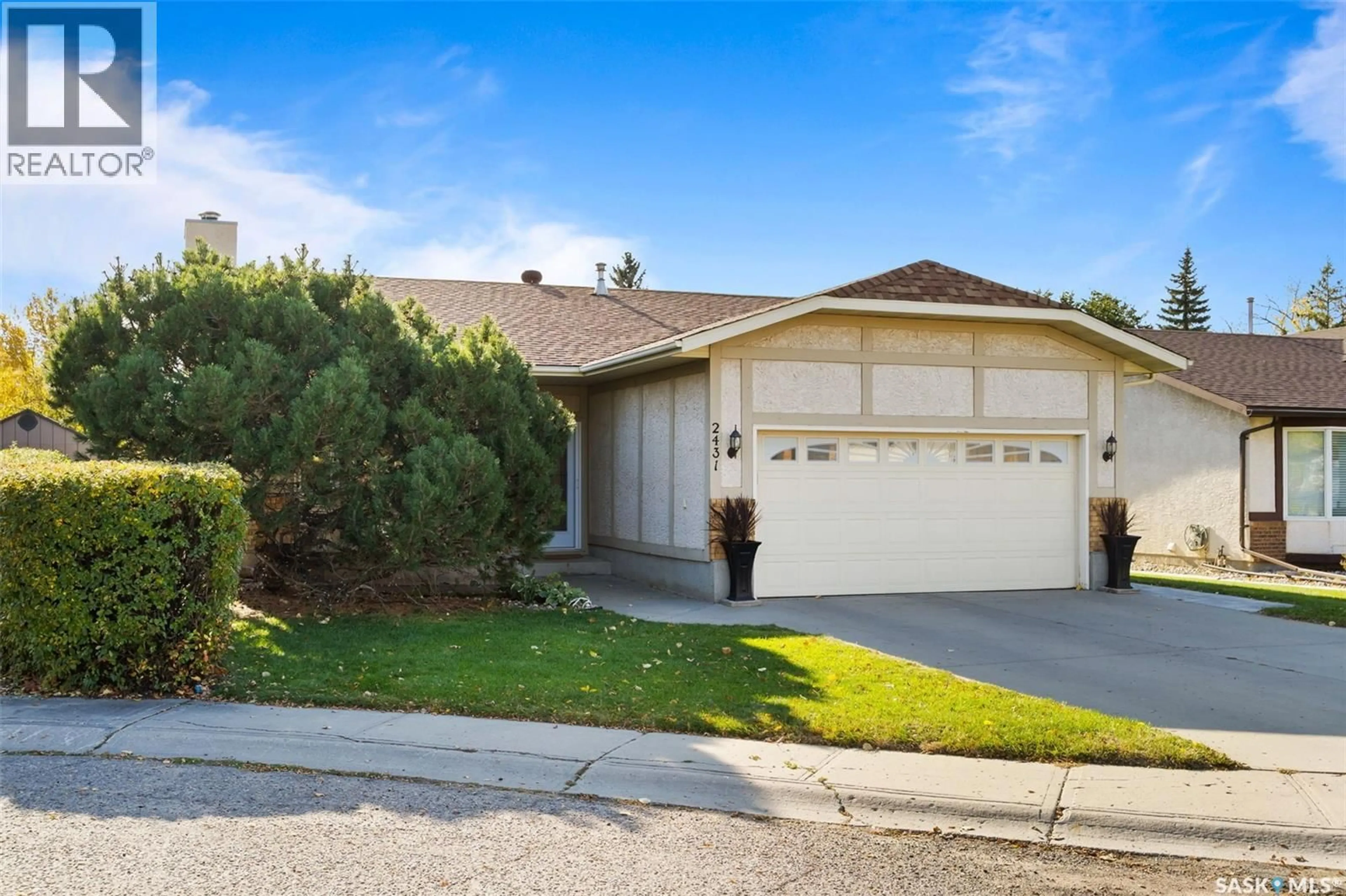 Home with vinyl exterior material, street for E - 2431 GLAMIS PLACE, Regina Saskatchewan S4V1A5