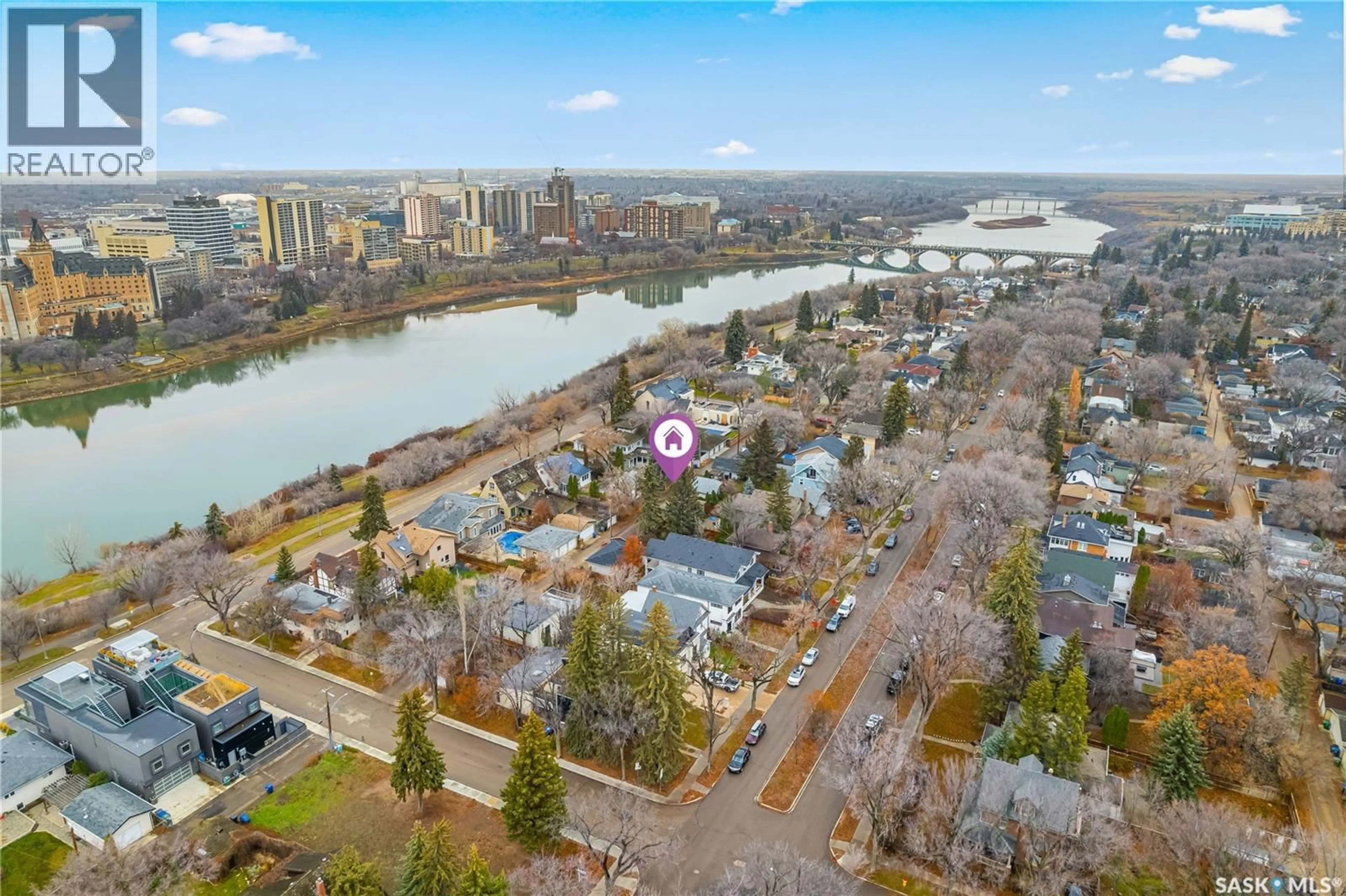 A pic from outside/outdoor area/front of a property/back of a property/a pic from drone, water/lake/river/ocean view for 710 UNIVERSITY DRIVE, Saskatoon Saskatchewan S7N0J4