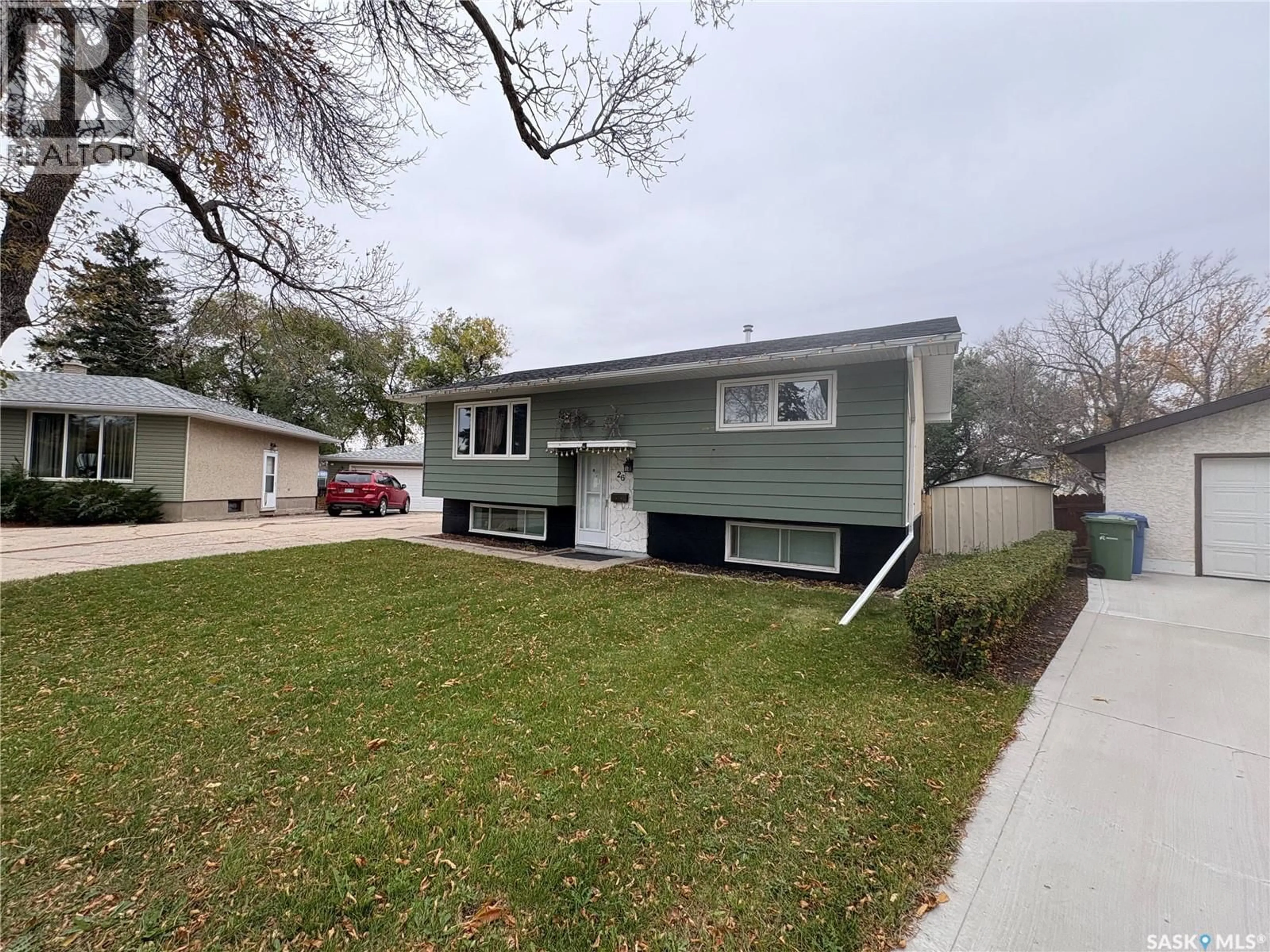 Home with vinyl exterior material, street for 26 BEDFORD CRESCENT, Regina Saskatchewan S4N1M8