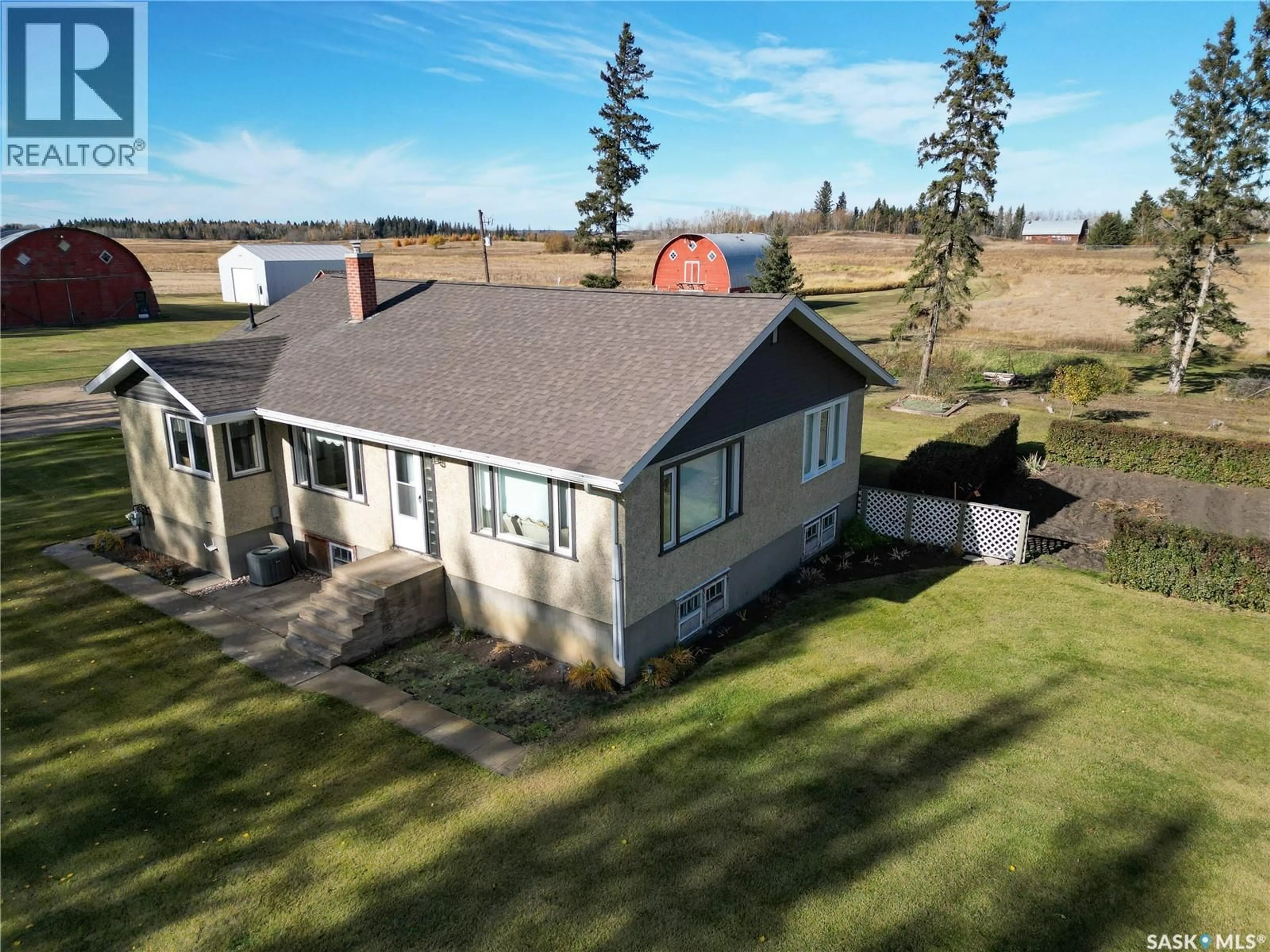 A pic from outside/outdoor area/front of a property/back of a property/a pic from drone, building for THOMPSON ACREAGE, Buckland Rm No. 491 Saskatchewan S6V5R5