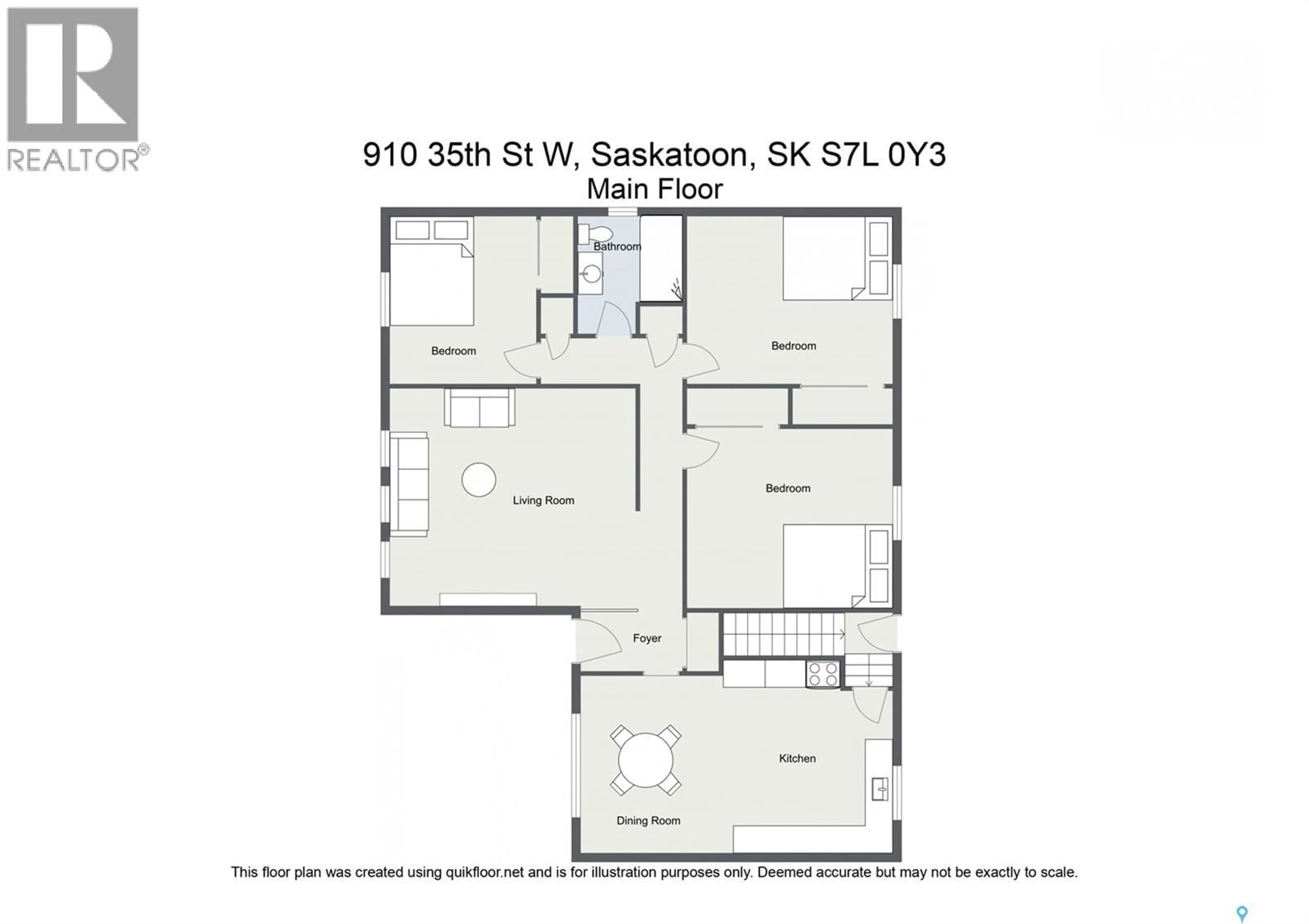Floor plan for 910 35TH STREET, Saskatoon Saskatchewan S7L0Y3