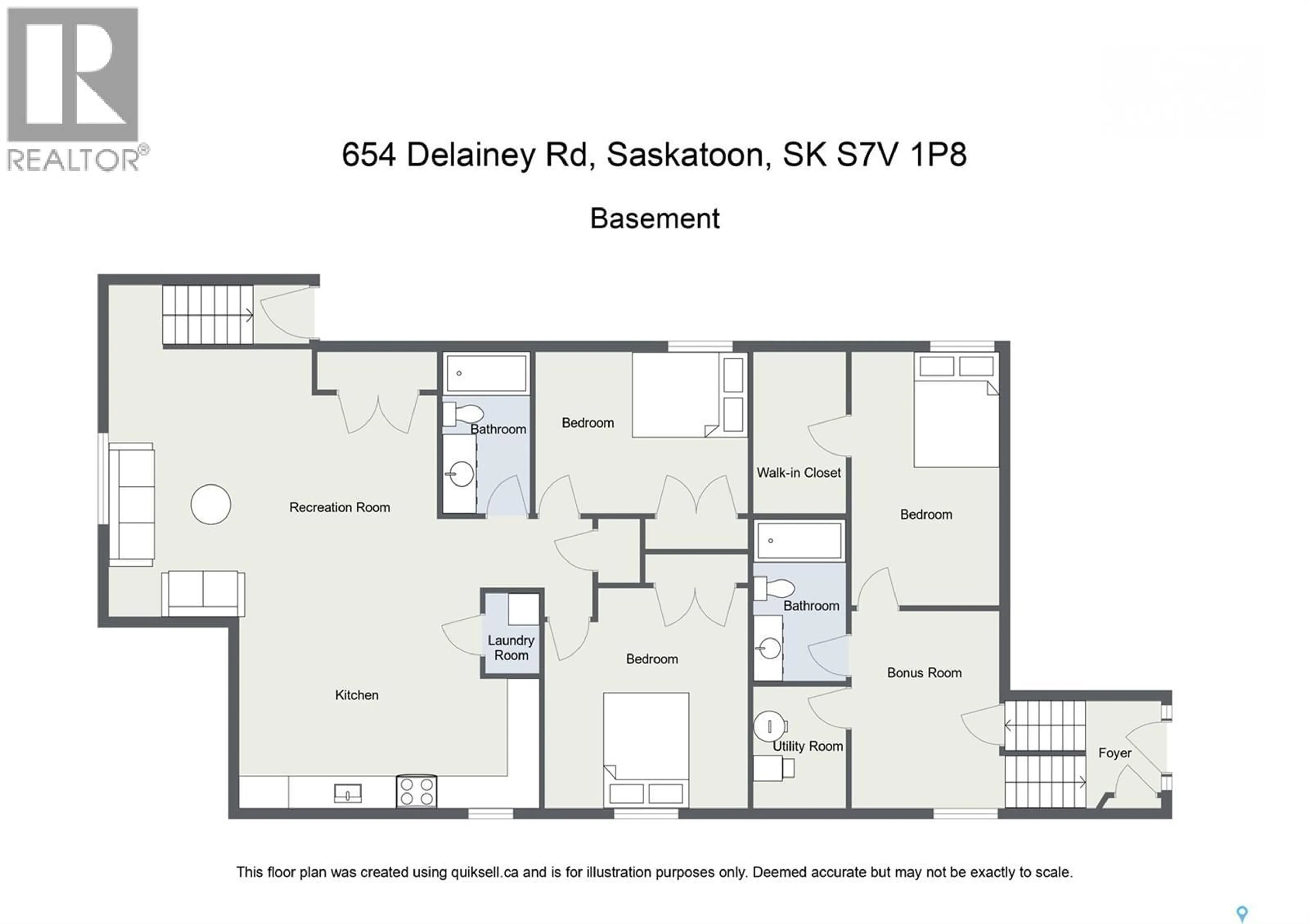 Floor plan for 654 DELAINEY ROAD, Saskatoon Saskatchewan S0K2T0