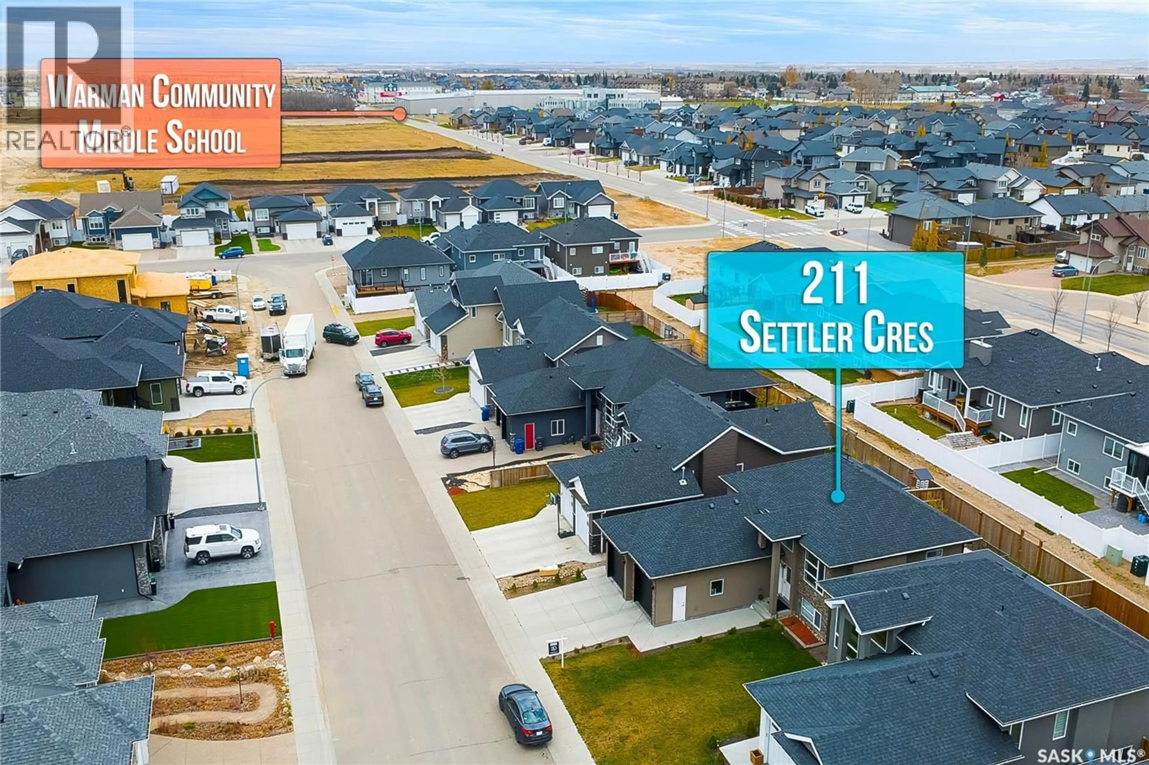 A pic from outside/outdoor area/front of a property/back of a property/a pic from drone, street for 211 SETTLER CRESCENT, Warman Saskatchewan S0K4S2
