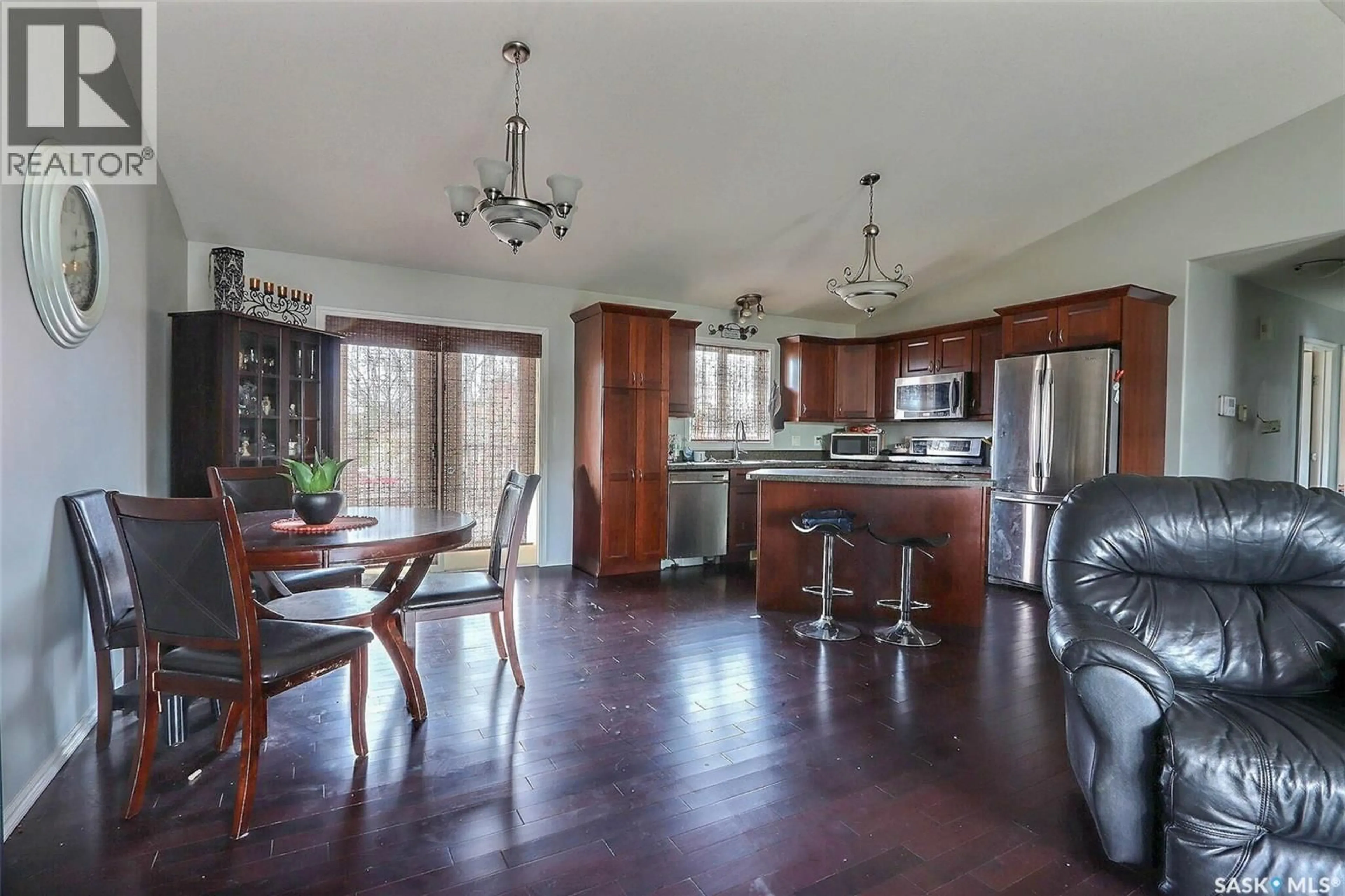 Open concept kitchen, wood/laminate floor for 1402 7TH STREET, Prince Albert Saskatchewan S6V0V4