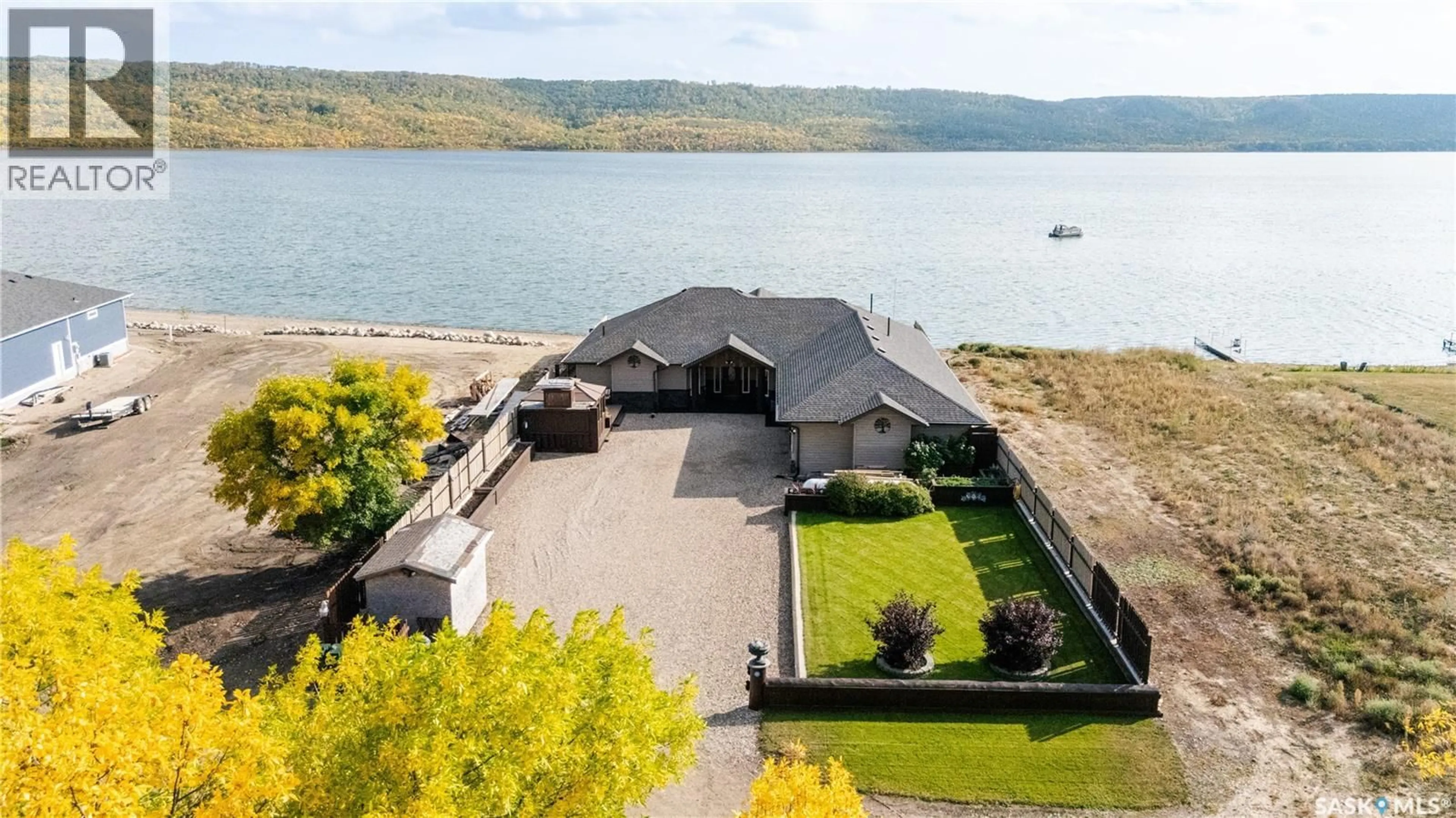 A pic from outside/outdoor area/front of a property/back of a property/a pic from drone, water/lake/river/ocean view for 244 MOOSE ROAD, Crooked Lake Saskatchewan S0G2B0