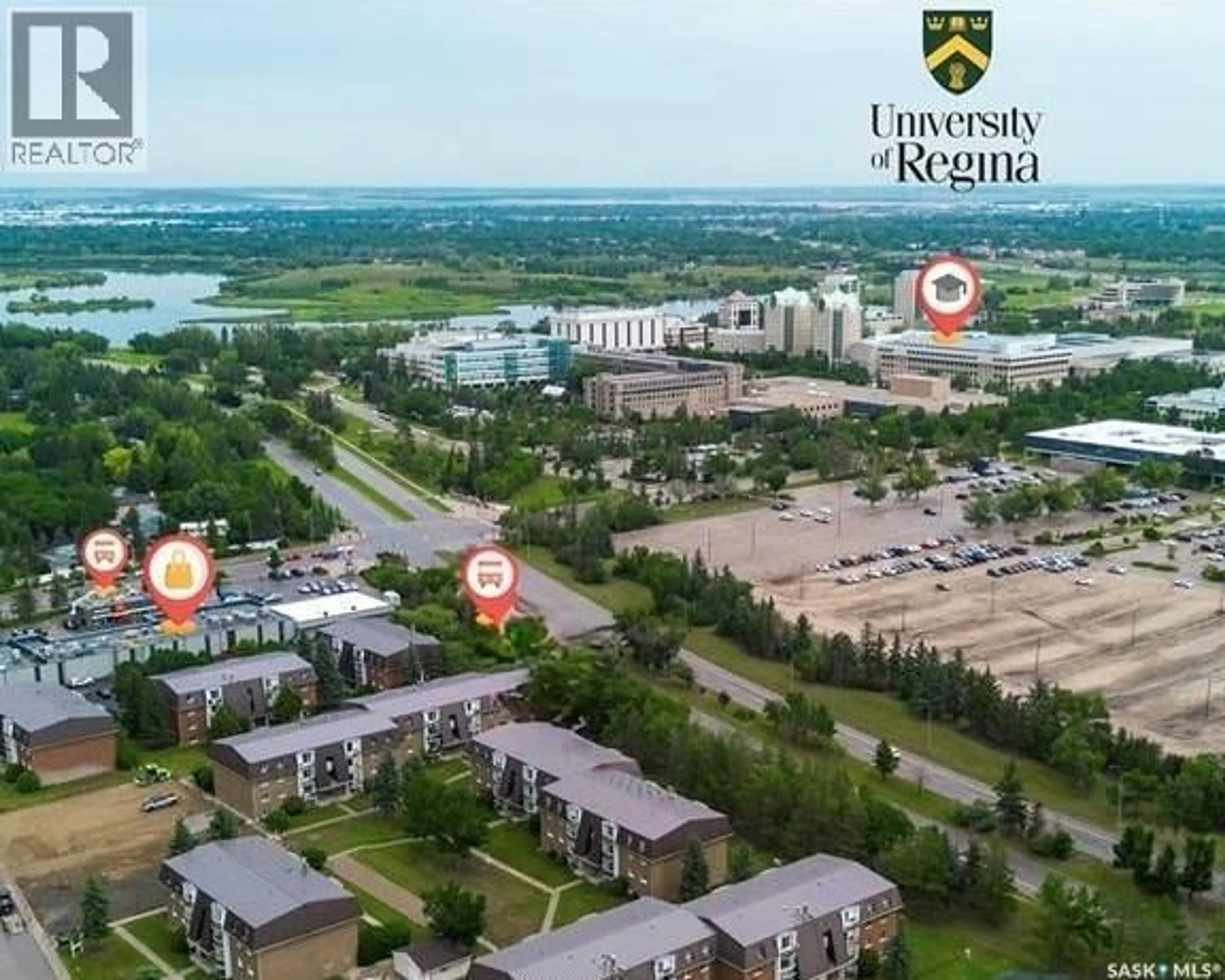 A pic from outside/outdoor area/front of a property/back of a property/a pic from drone, water/lake/river/ocean view for 47 - 12 CENTENNIAL STREET, Regina Saskatchewan S4S6P8