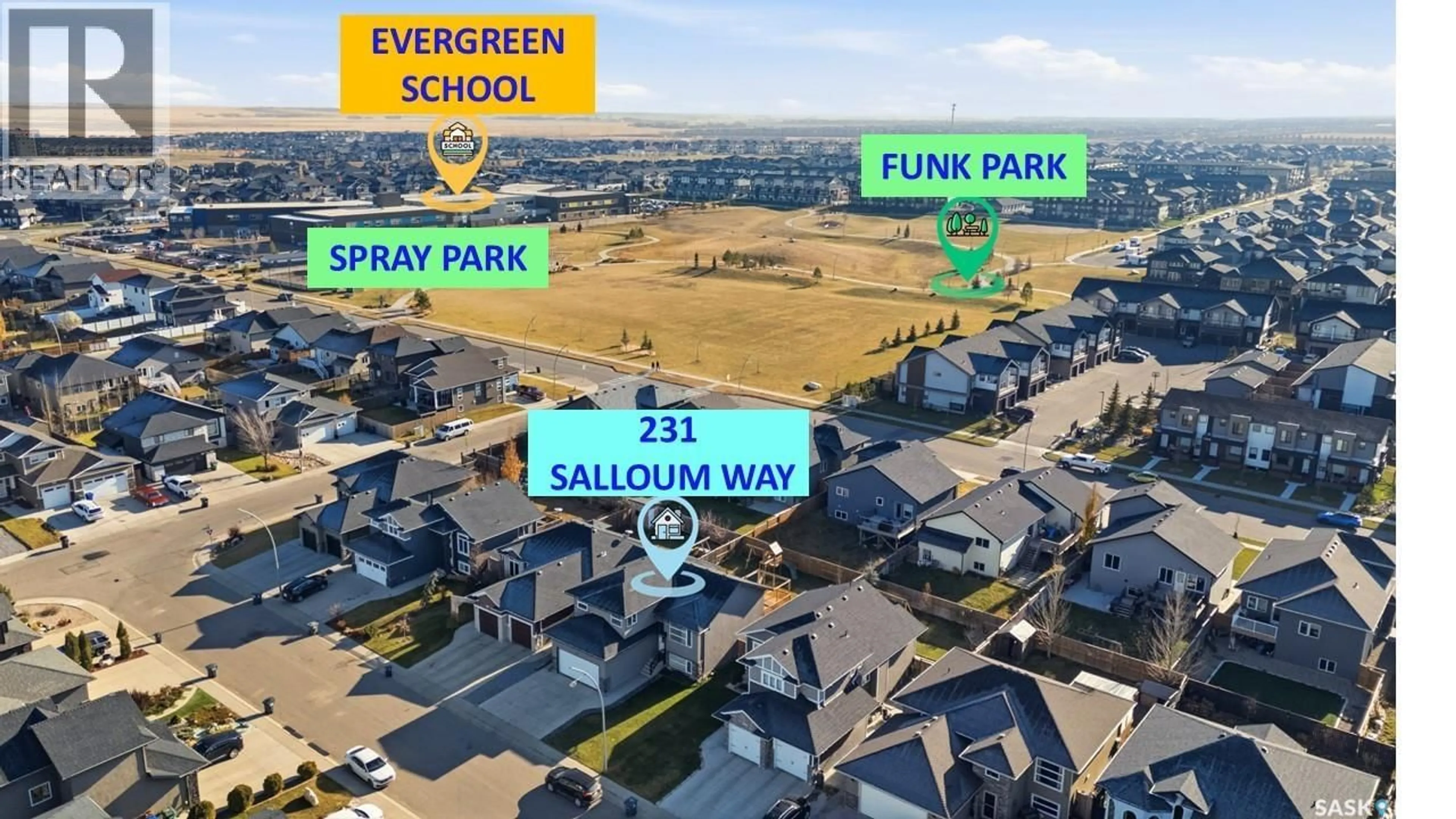 A pic from outside/outdoor area/front of a property/back of a property/a pic from drone, city buildings view from balcony for 231 SALLOUM WAY, Saskatoon Saskatchewan S7S1N1