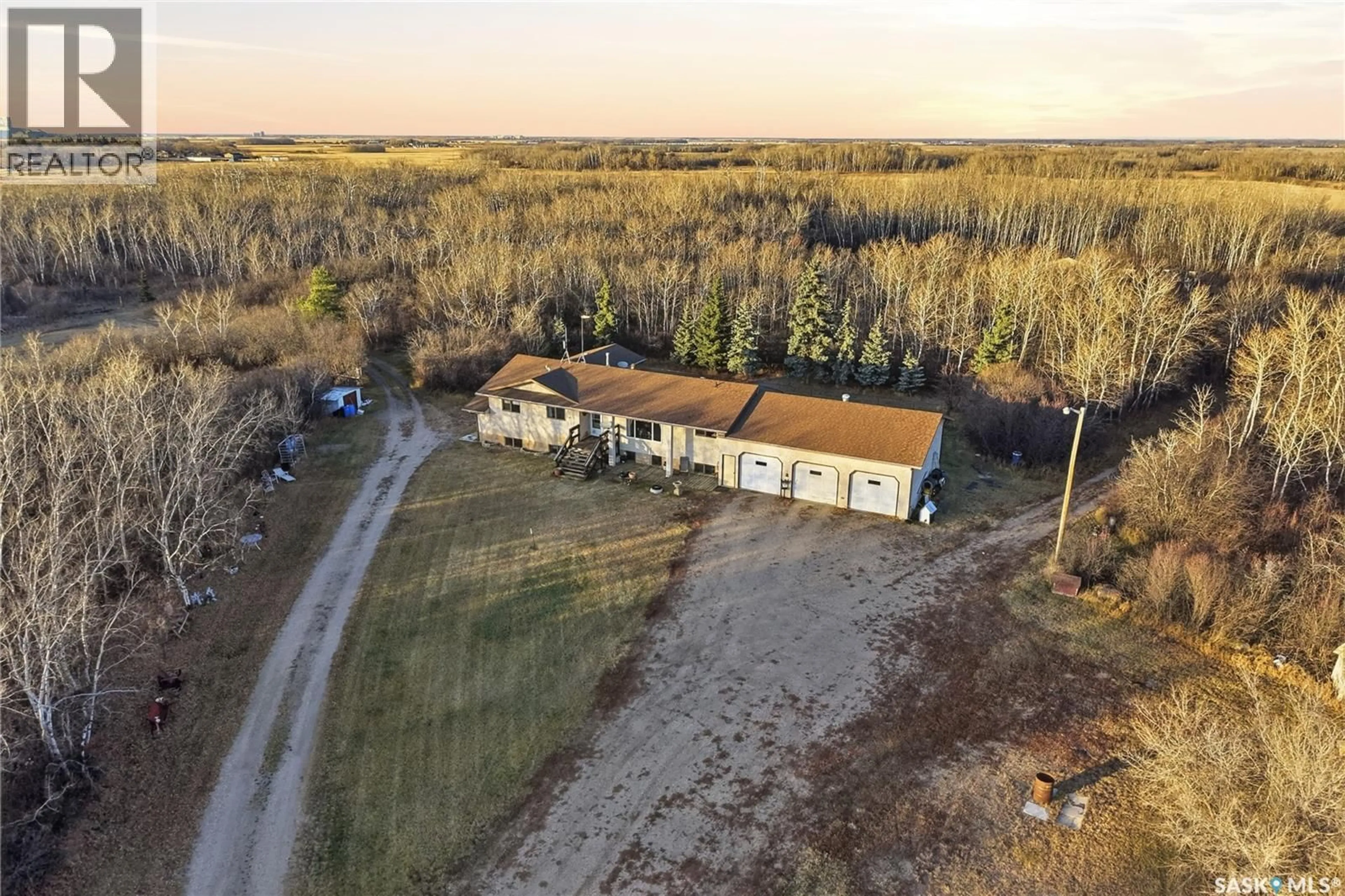 A pic from outside/outdoor area/front of a property/back of a property/a pic from drone, building for Acreage - MERRILL SCHOOL ROAD, Corman Park Rm No. 344 Saskatchewan S0K1V0
