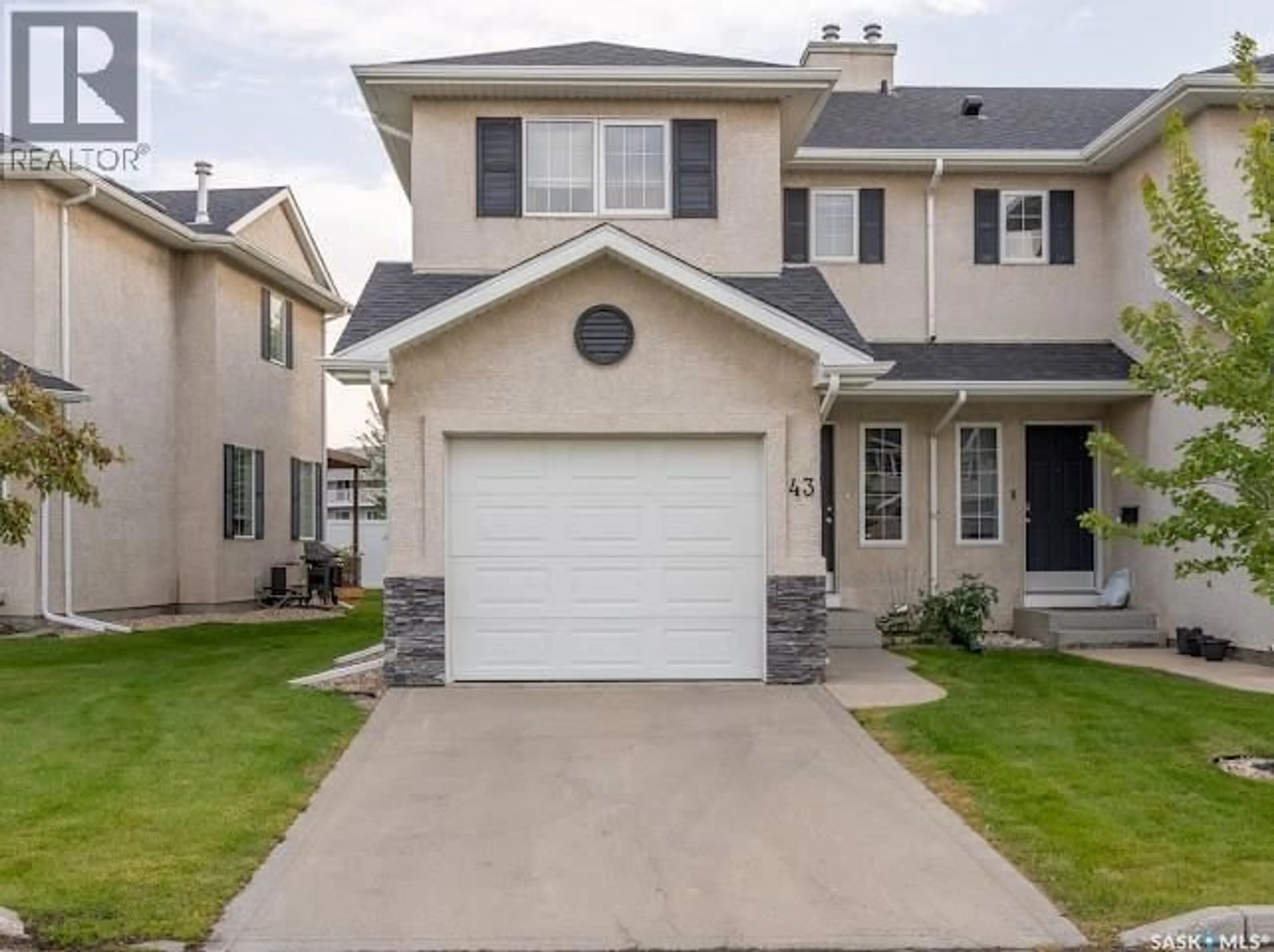 Home with vinyl exterior material, street for 43 2400 TELL PLACE, Regina Saskatchewan S4V2Z4