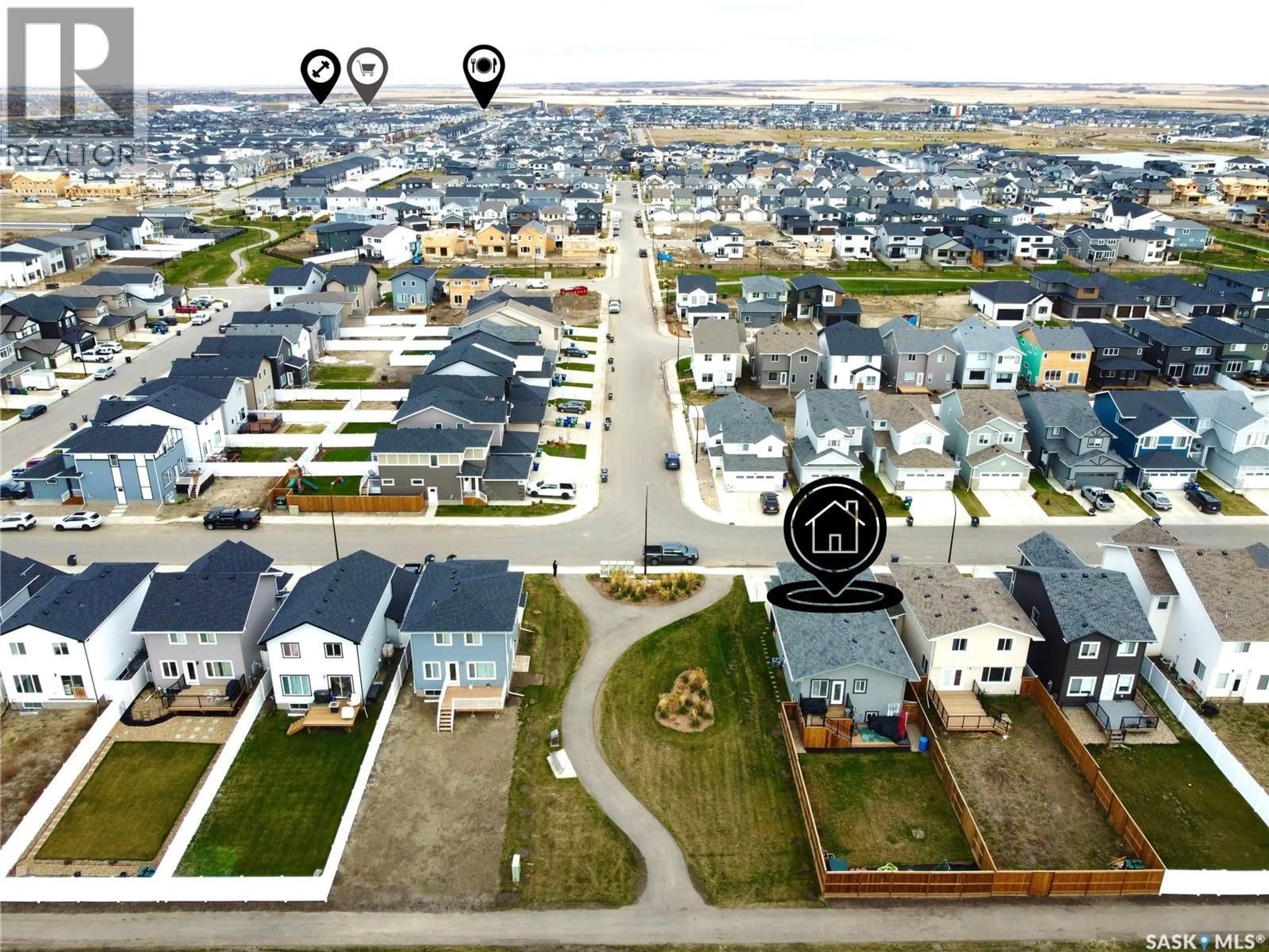 A pic from outside/outdoor area/front of a property/back of a property/a pic from drone, street for 302 PEPPER PLACE, Saskatoon Saskatchewan S7V1S7