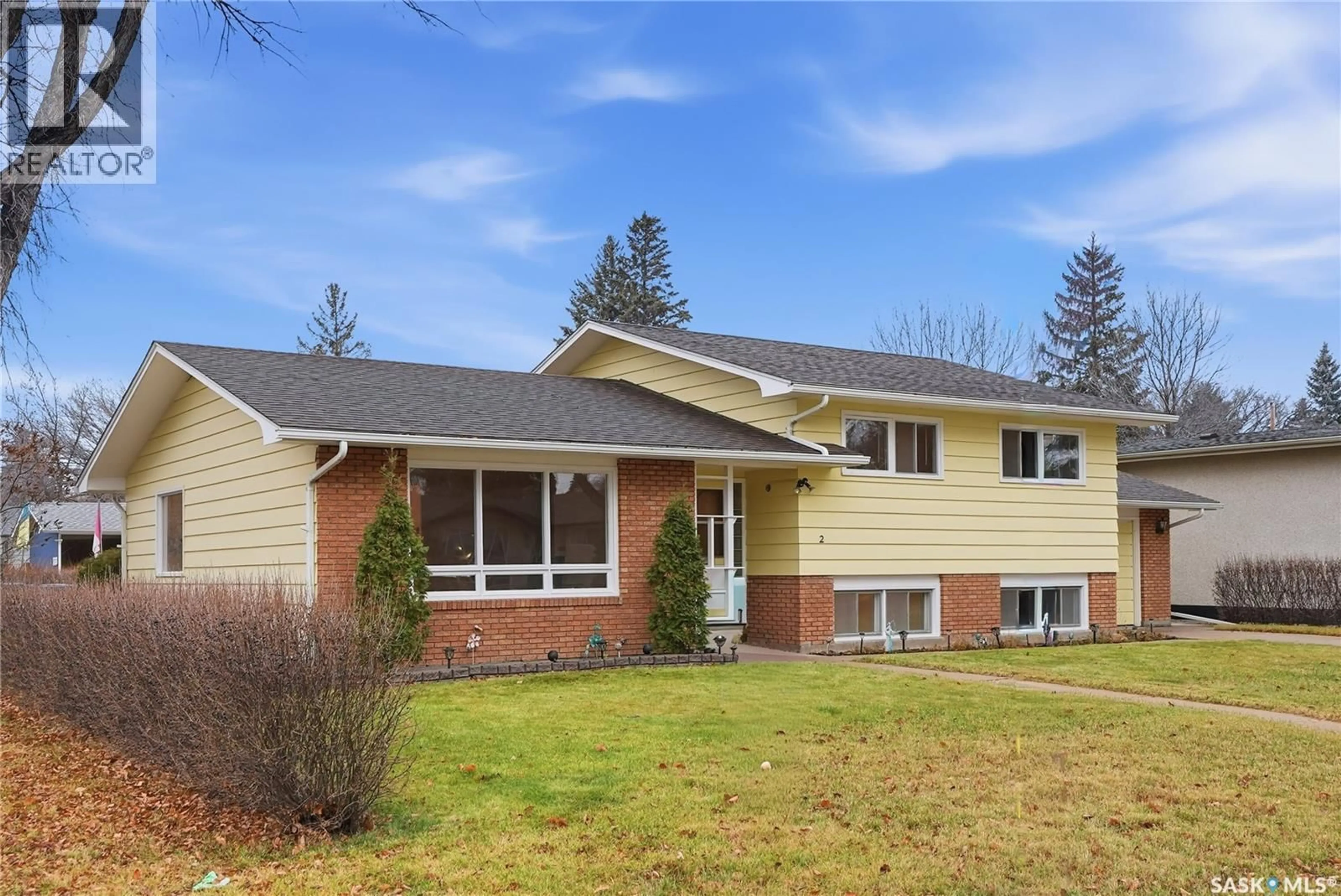 Home with vinyl exterior material, street for 2 PORTEOUS CRESCENT, Saskatoon Saskatchewan S7J2S7
