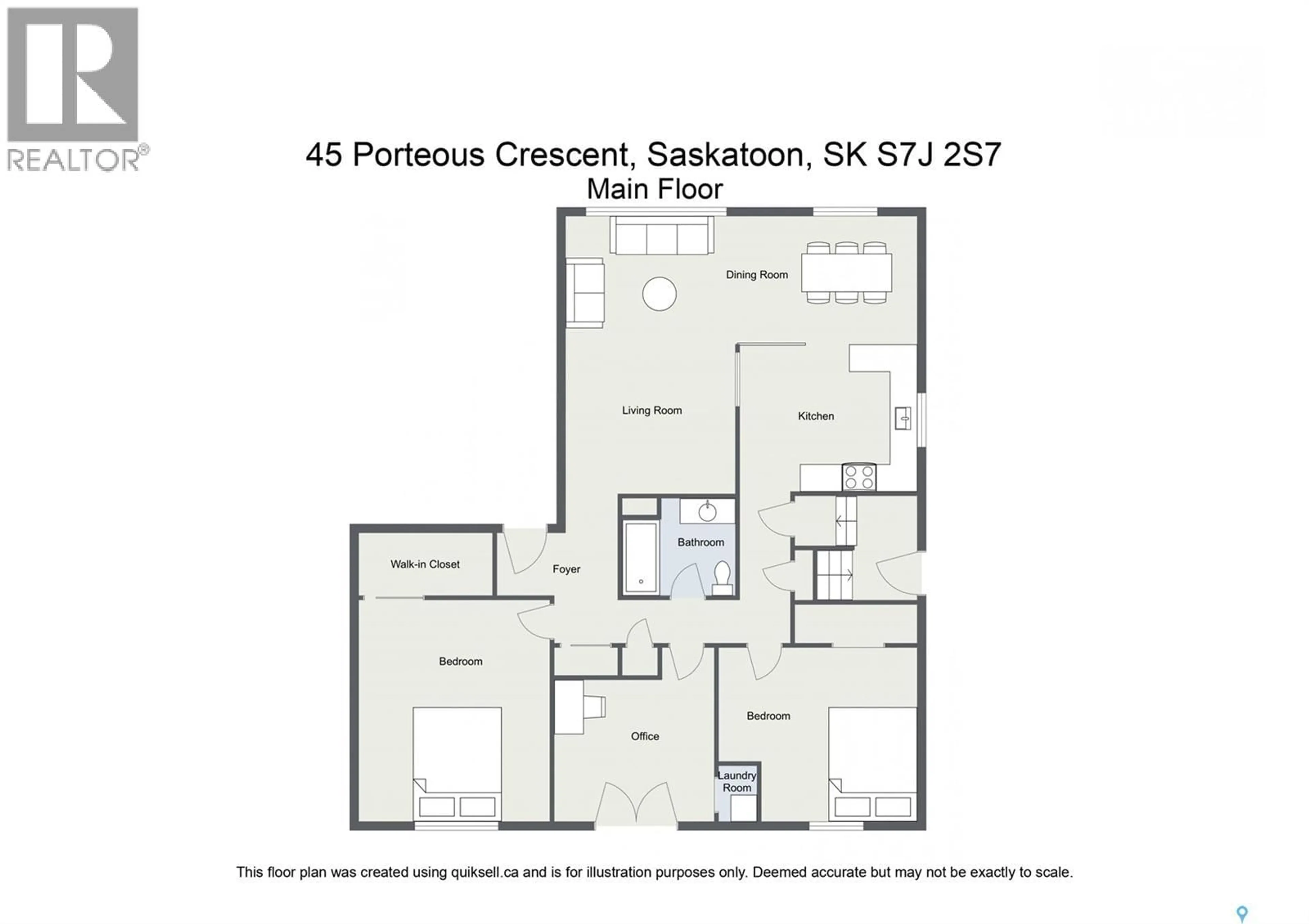 Floor plan for 45 PORTEOUS CRESCENT, Saskatoon Saskatchewan S7J2S7