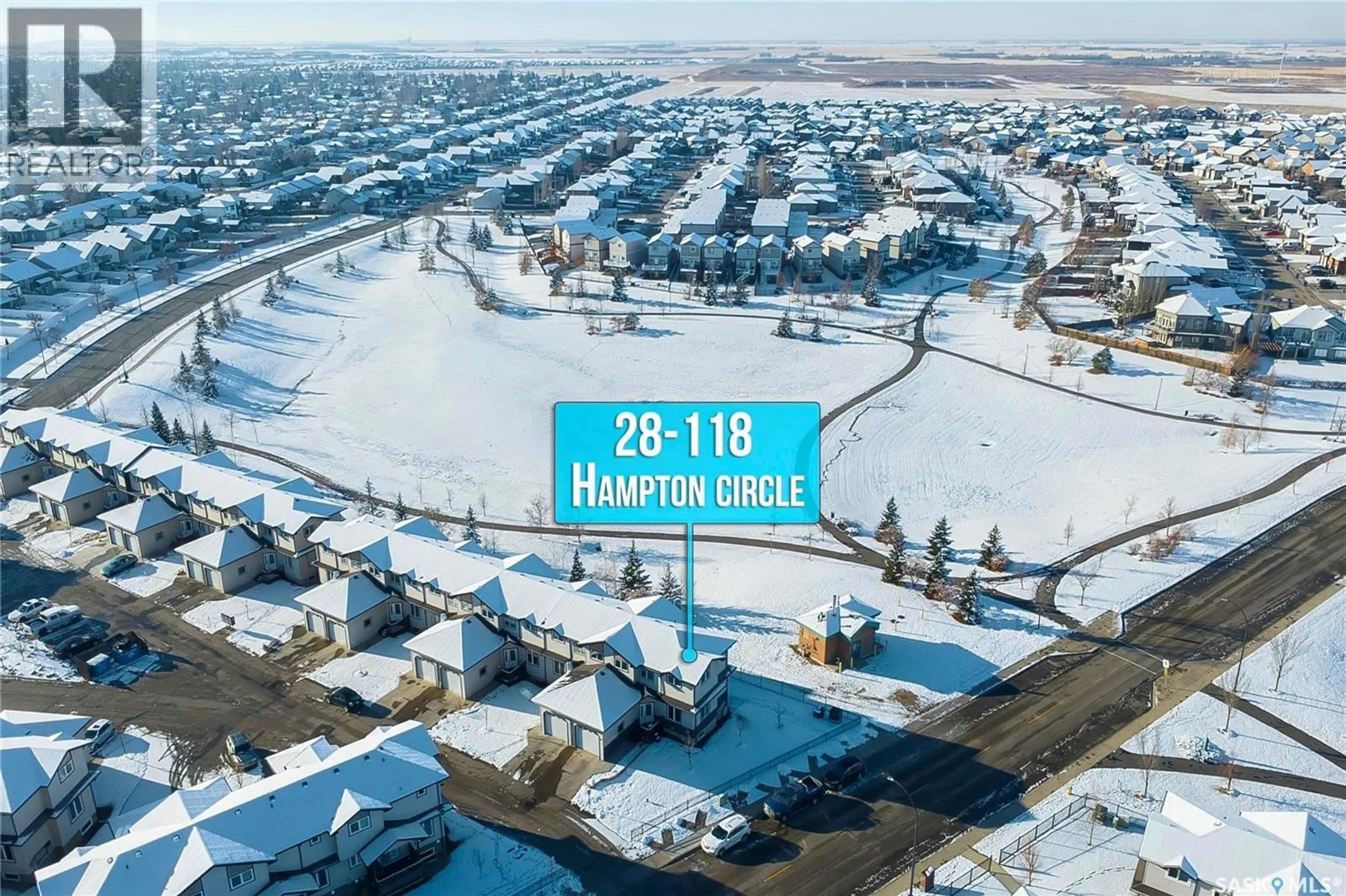 A pic from outside/outdoor area/front of a property/back of a property/a pic from drone, street for 28 118 HAMPTON CIRCLE, Saskatoon Saskatchewan S7R0C9