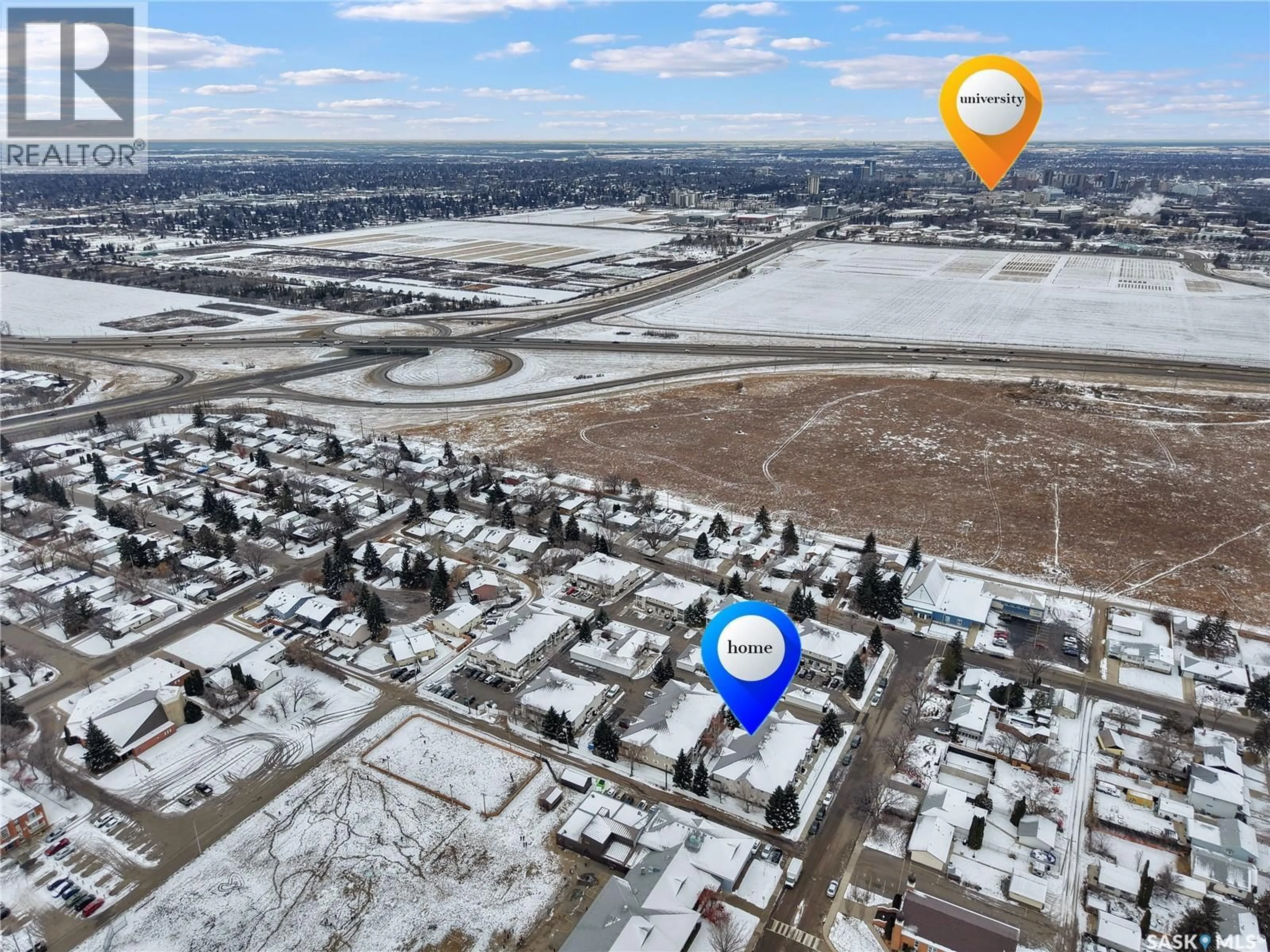 A pic from outside/outdoor area/front of a property/back of a property/a pic from drone, street for 204F 141 105TH STREET, Saskatoon Saskatchewan S7N1N3