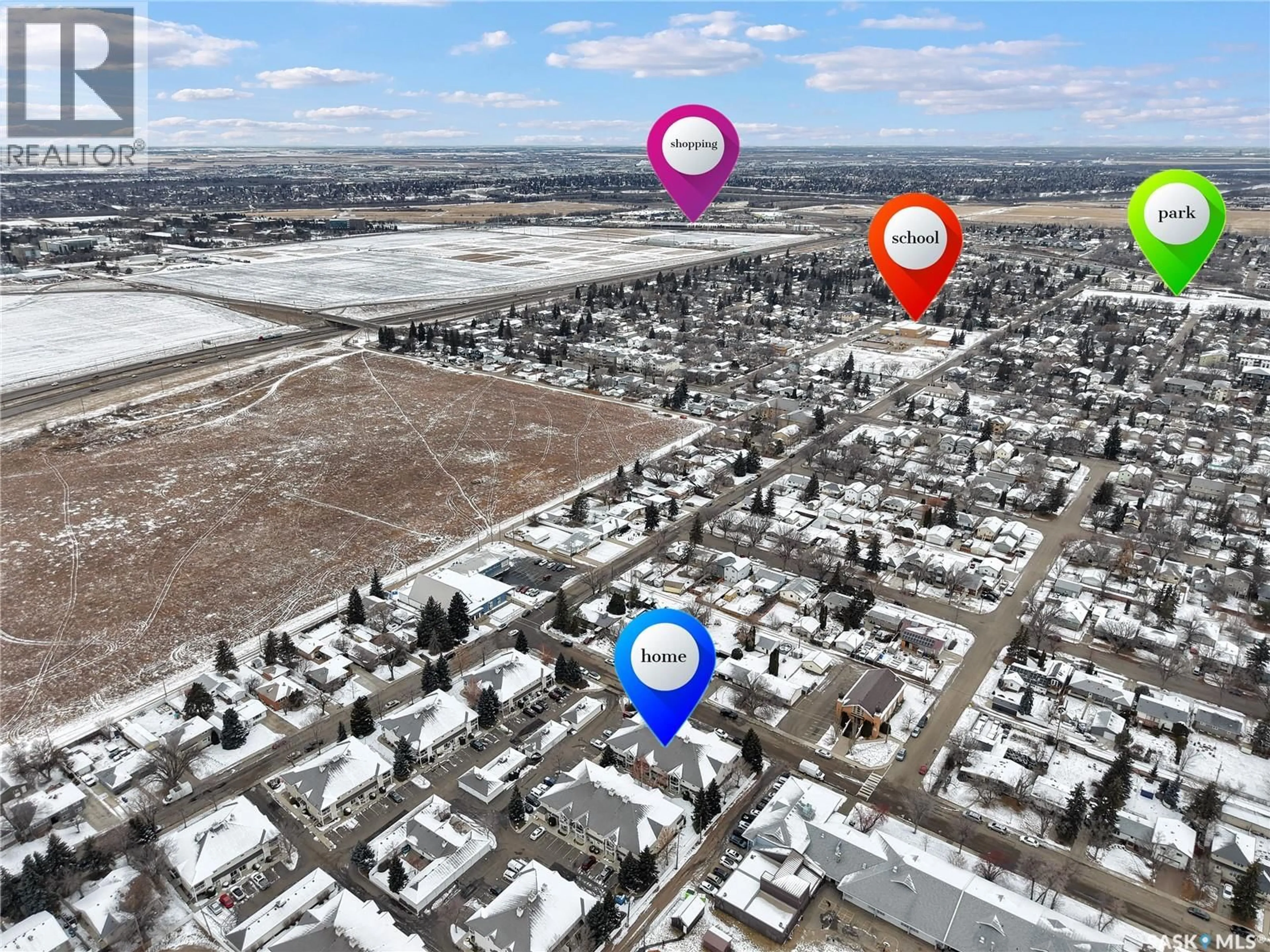 A pic from outside/outdoor area/front of a property/back of a property/a pic from drone, street for 204F 141 105TH STREET, Saskatoon Saskatchewan S7N1N3