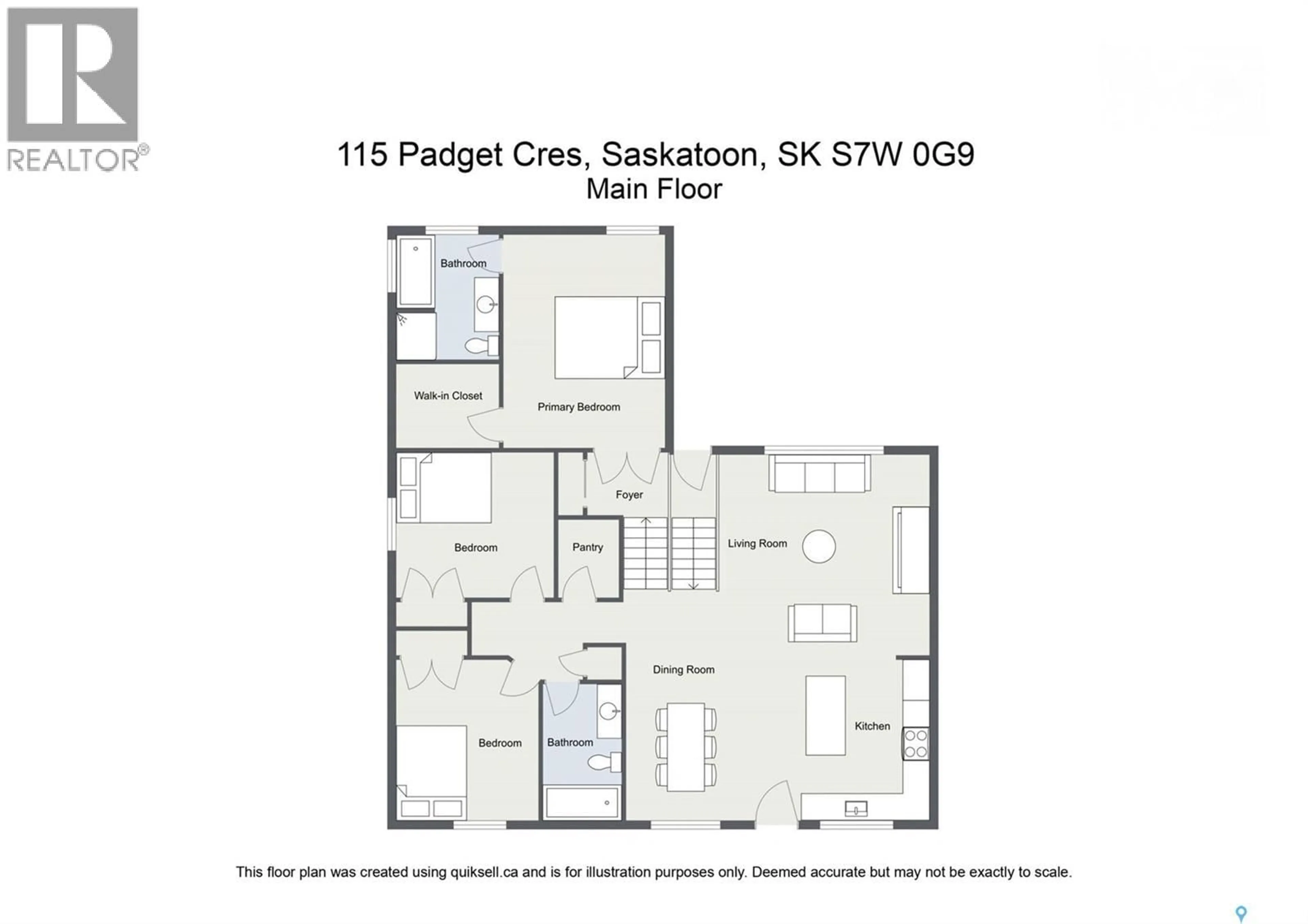 Floor plan for 115 PADGET CRESCENT, Saskatoon Saskatchewan S7W0G9