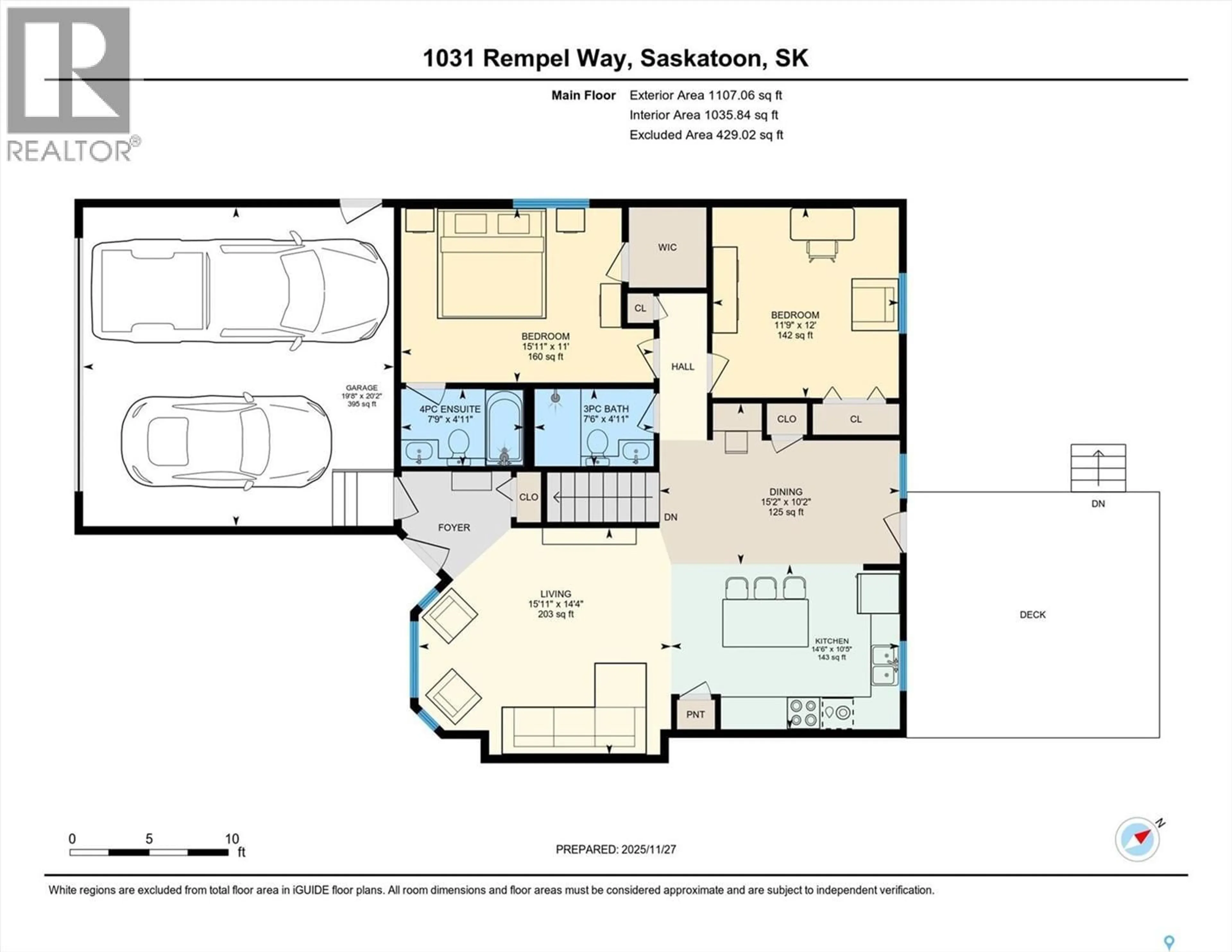 Floor plan for 1031 REMPEL WAY, Saskatoon Saskatchewan S7T0M4