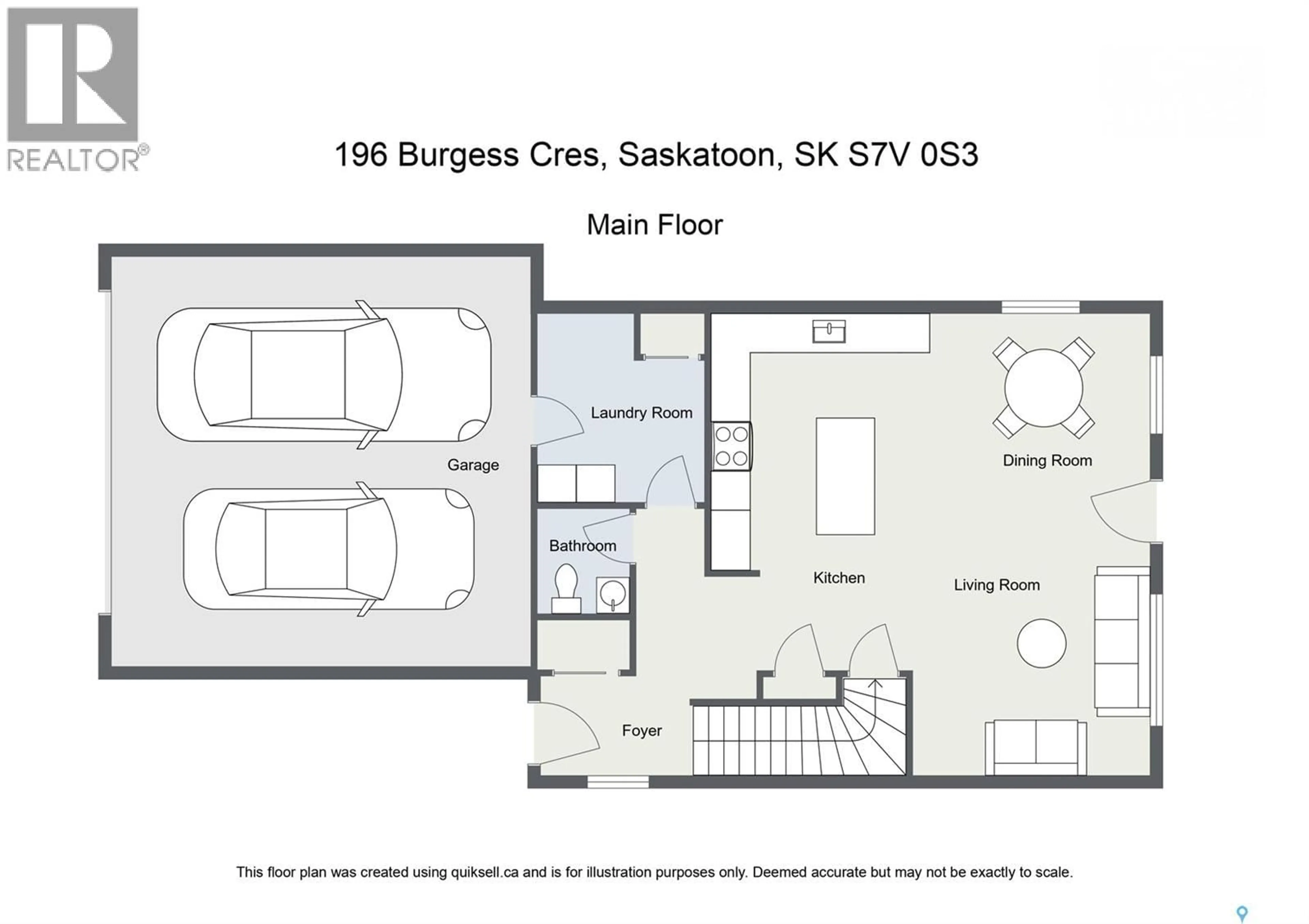 Floor plan for 196 BURGESS CRESCENT, Saskatoon Saskatchewan S7V0S3