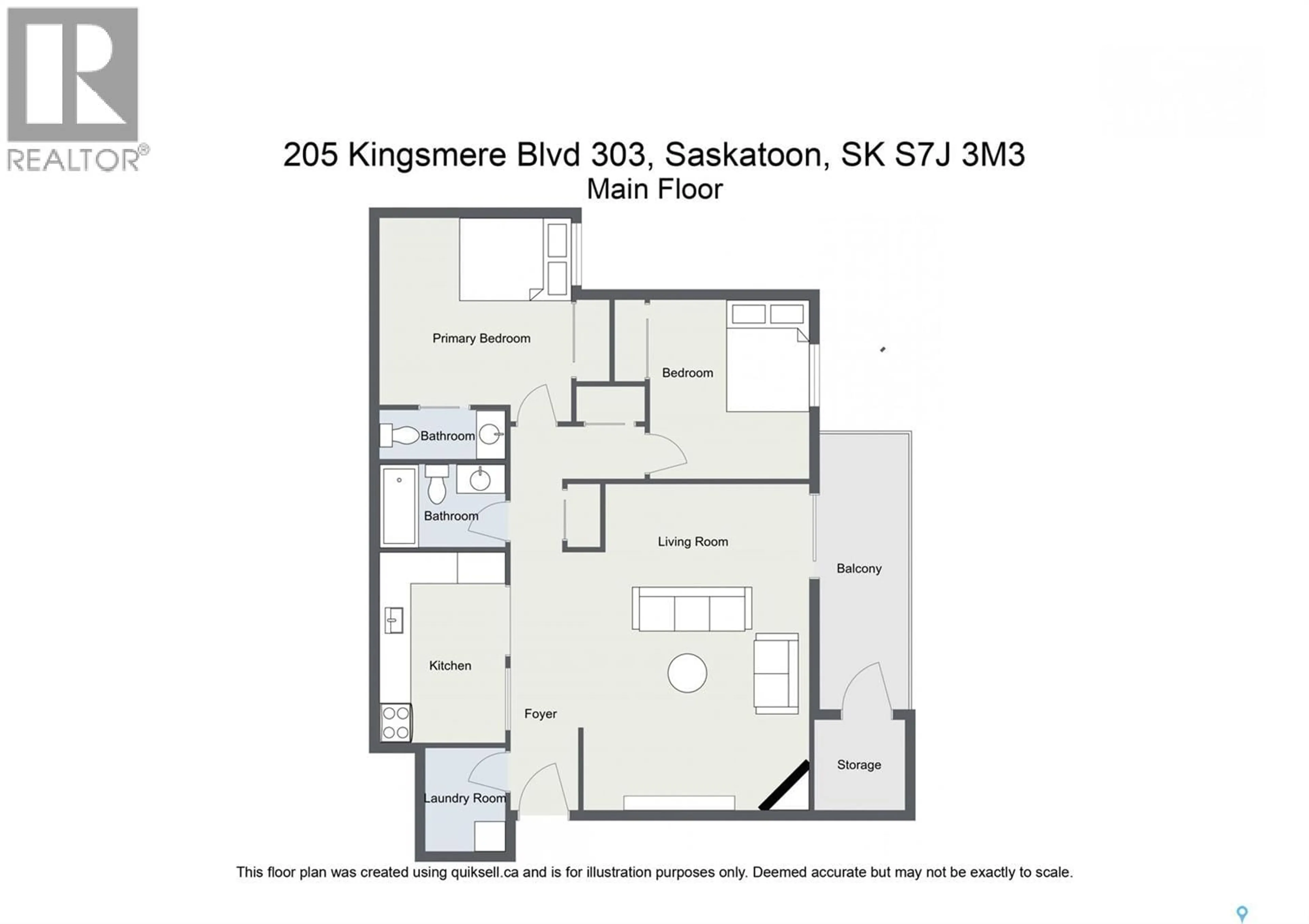 Floor plan for 205 - 303 KINGSMERE BOULEVARD, Saskatoon Saskatchewan S7J4J6