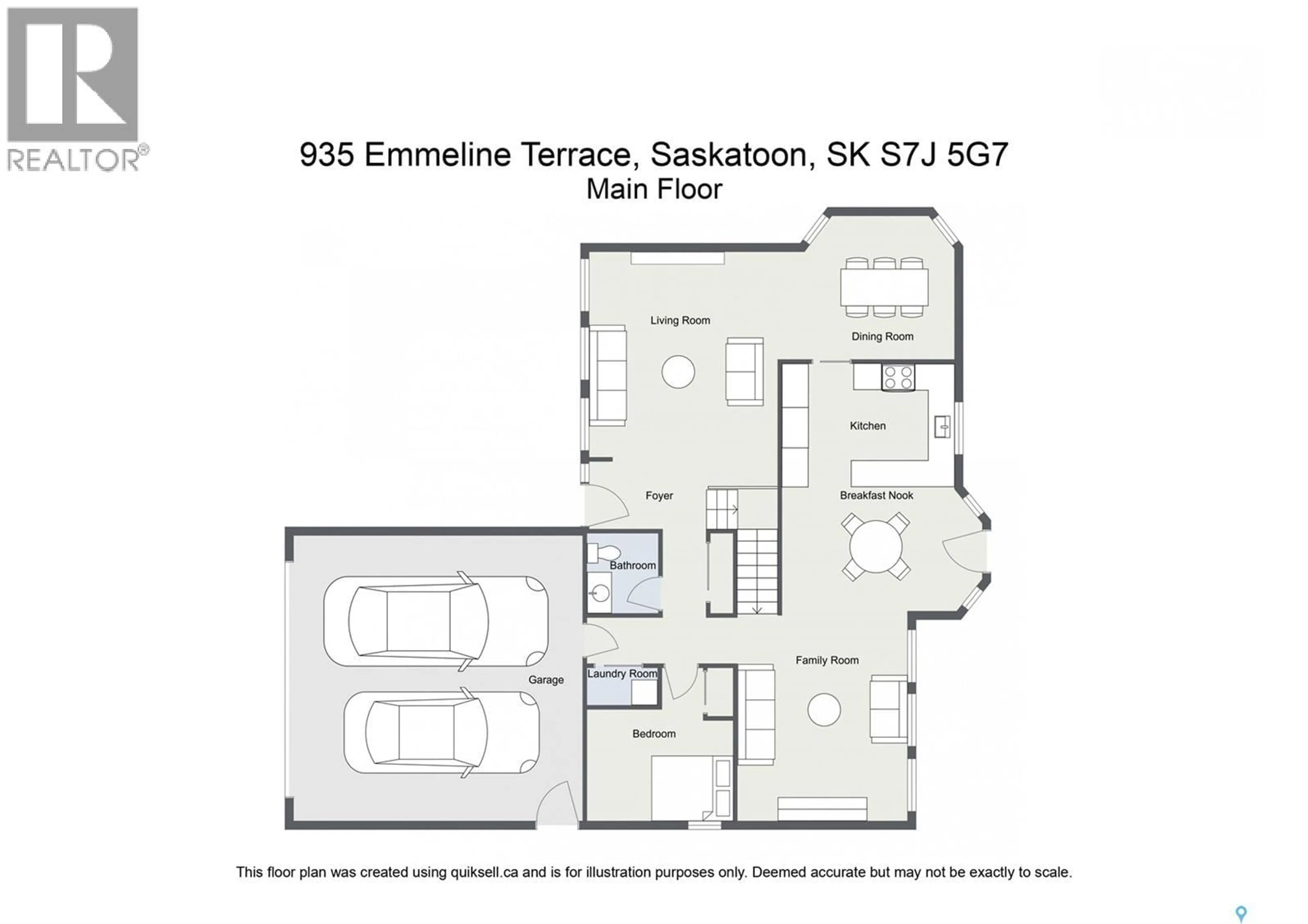 Floor plan for 935 EMMELINE TERRACE, Saskatoon Saskatchewan S7J5G7