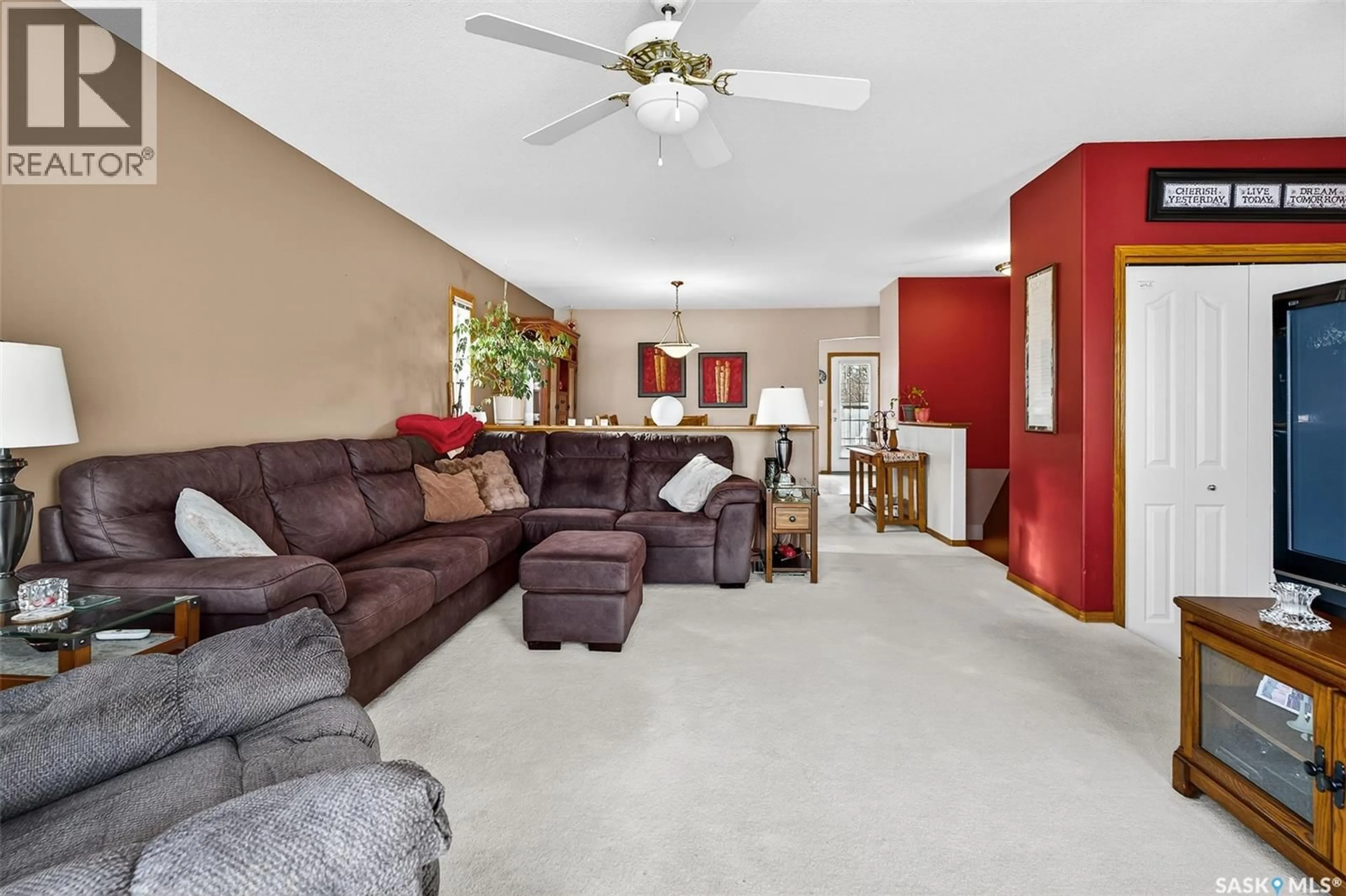 Living room with furniture, ceramic/tile floor for 413 WOODLILY DRIVE, Moose Jaw Saskatchewan S6J1K4