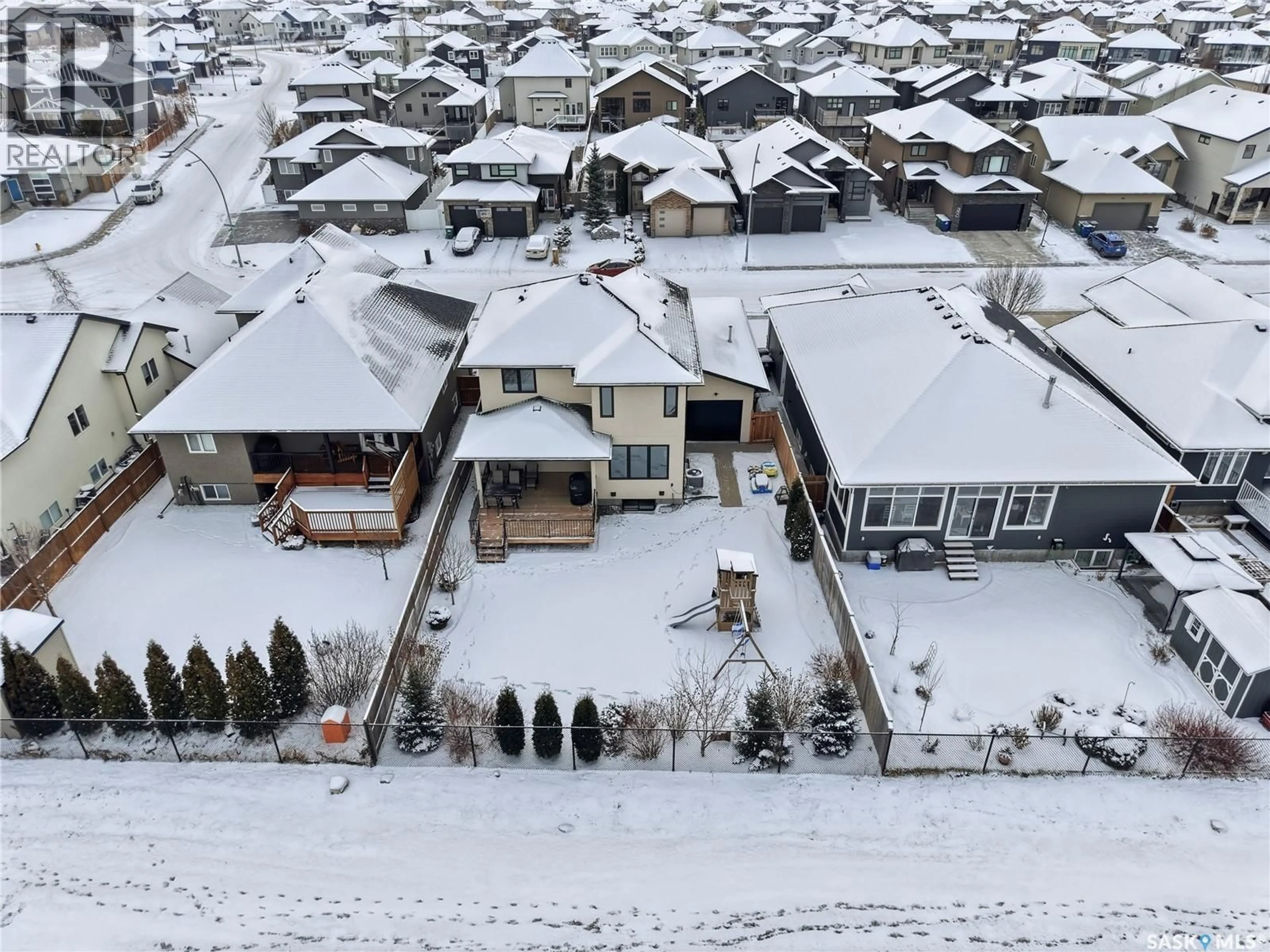 A pic from outside/outdoor area/front of a property/back of a property/a pic from drone, mountain view for 359 MAHABIR COURT, Saskatoon Saskatchewan S7W0J5